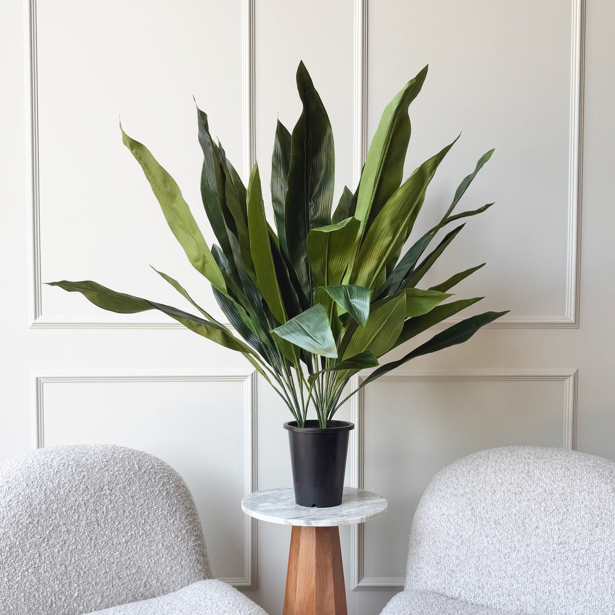 Realistic Artificial Large Aspidistra Plant in Black Plastic Pot AHCH-2367 by The Faux Flower Company