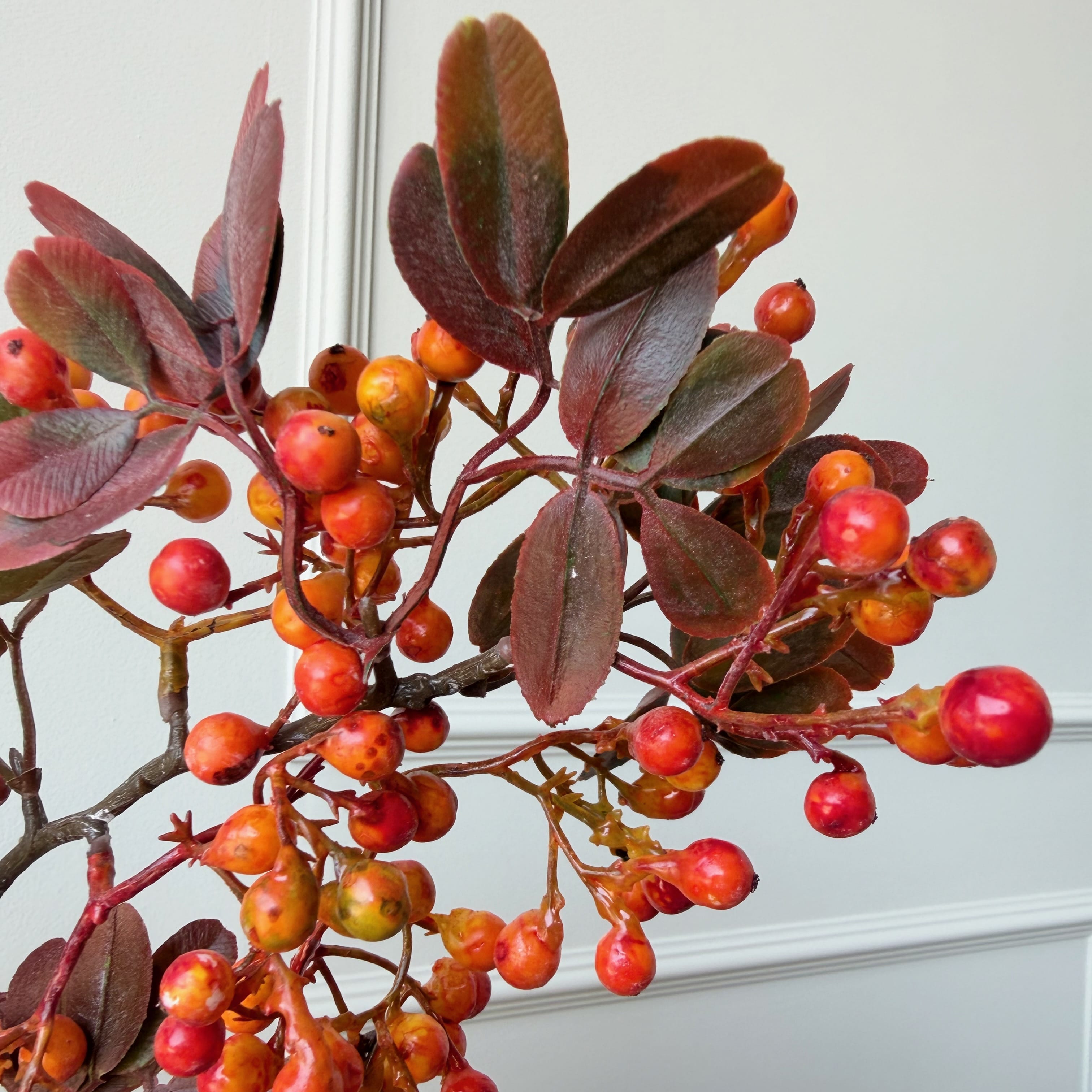 Realistic Artificial Orange Berry & Leaf Spray AHCH-2271 by The Faux Flower Company