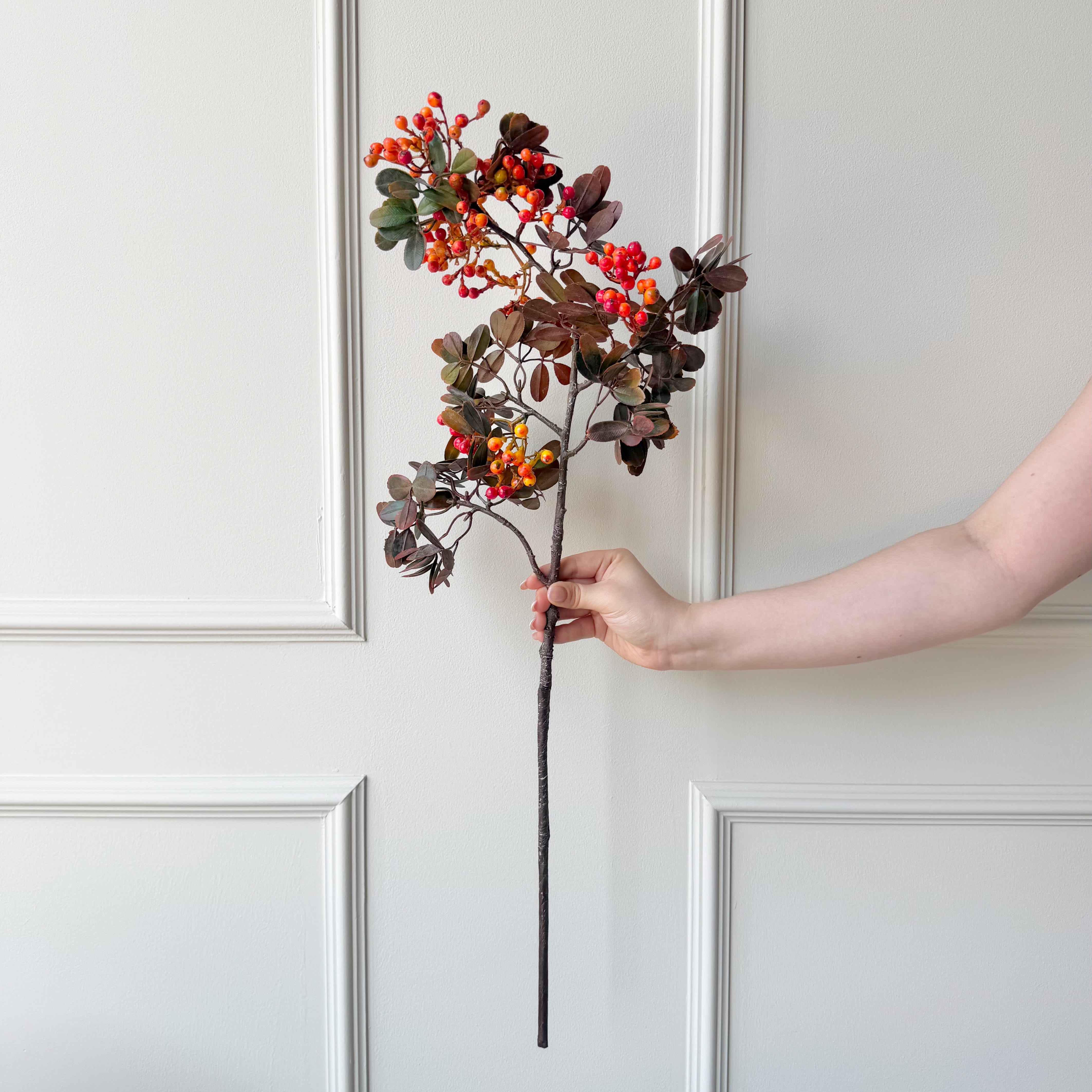 Realistic Artificial Orange Berry & Leaf Spray AHCH-2271 by The Faux Flower Company