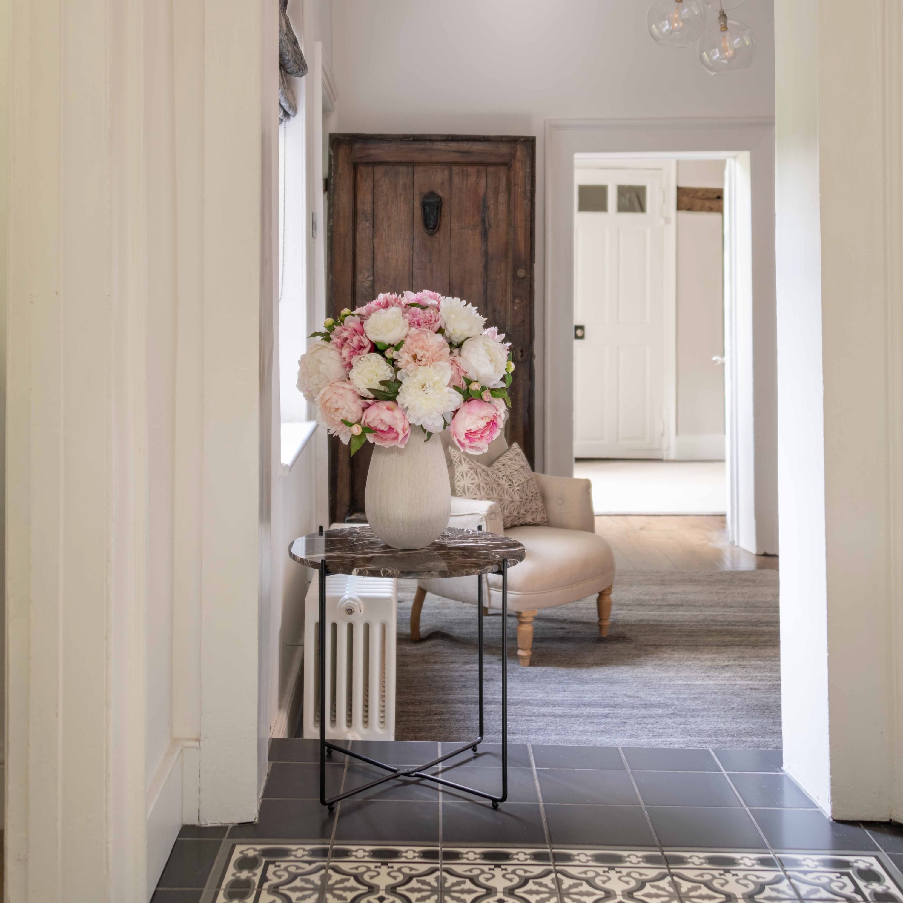 Realistic Artificial Pink & White Peony Arrangement by The Faux Flower Company