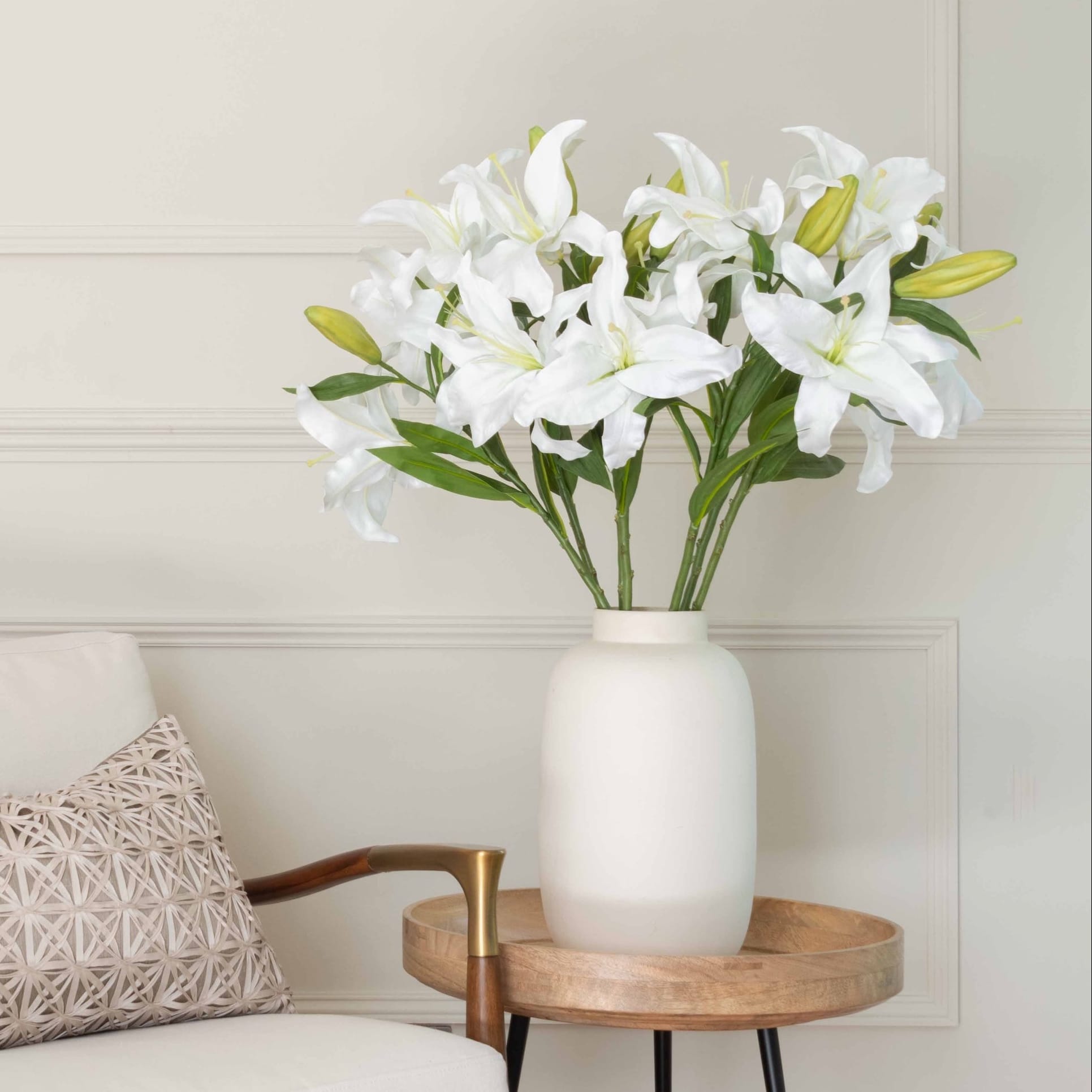 Realistic Artificial White Casablanca Lily ABY3018WH by The Faux Flower Company