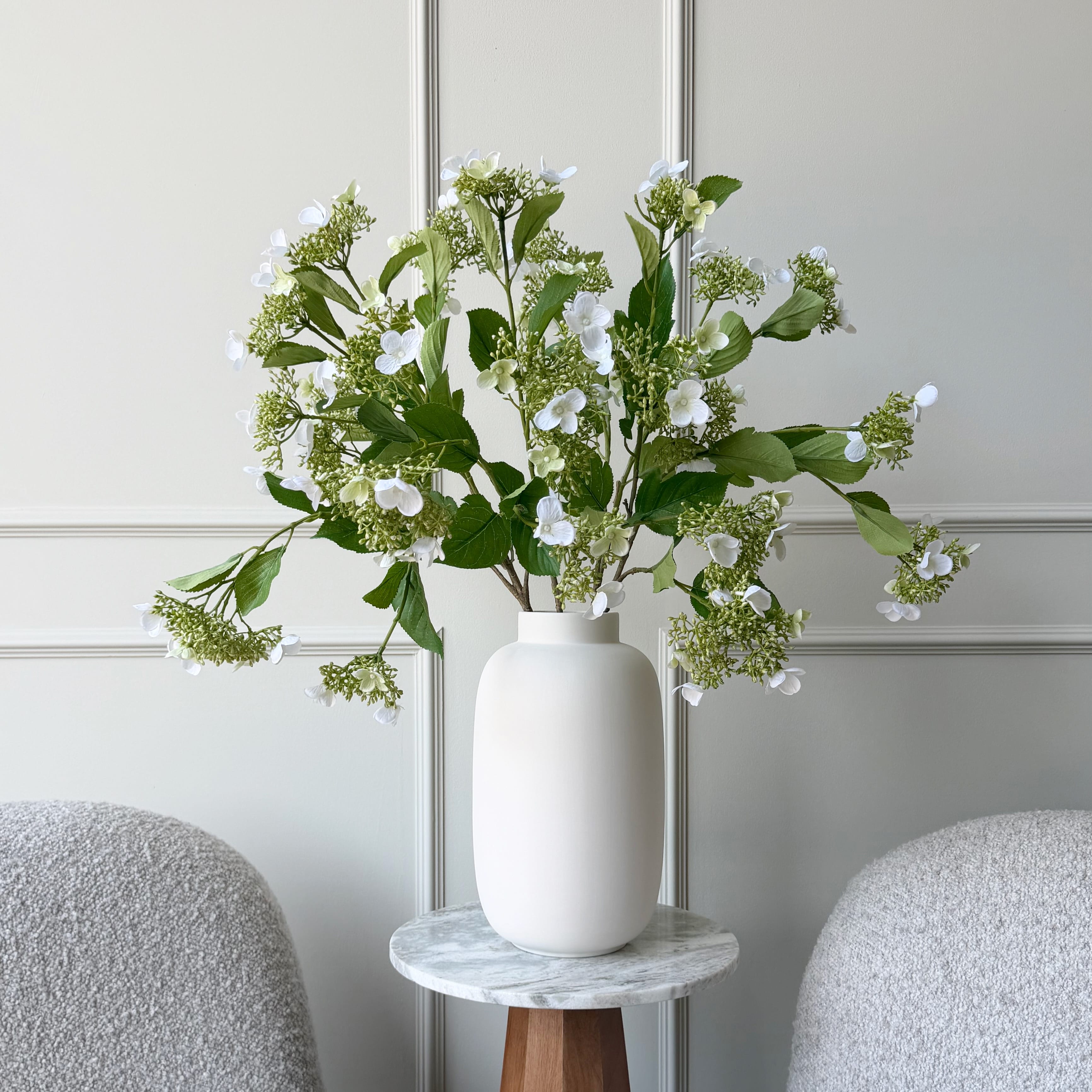 Realistic Artificial White Viburnum Spray With Seeds AHCH-2193 by The Faux Flower Company