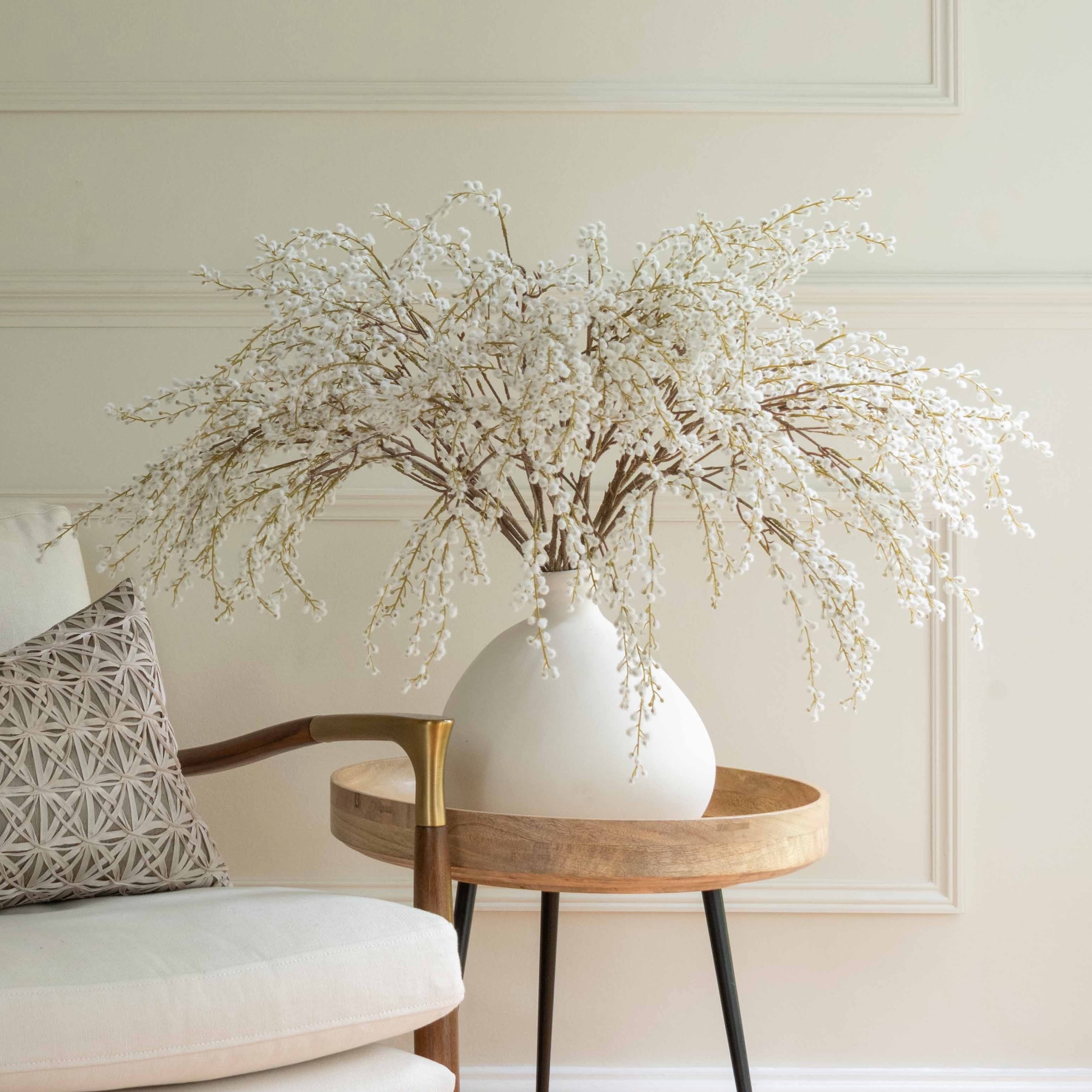 Realistic Artificial White Willow Spray ABZ1504WH by The Faux Flower Company