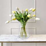 Artificial White & Yellow Tulip Arrangement