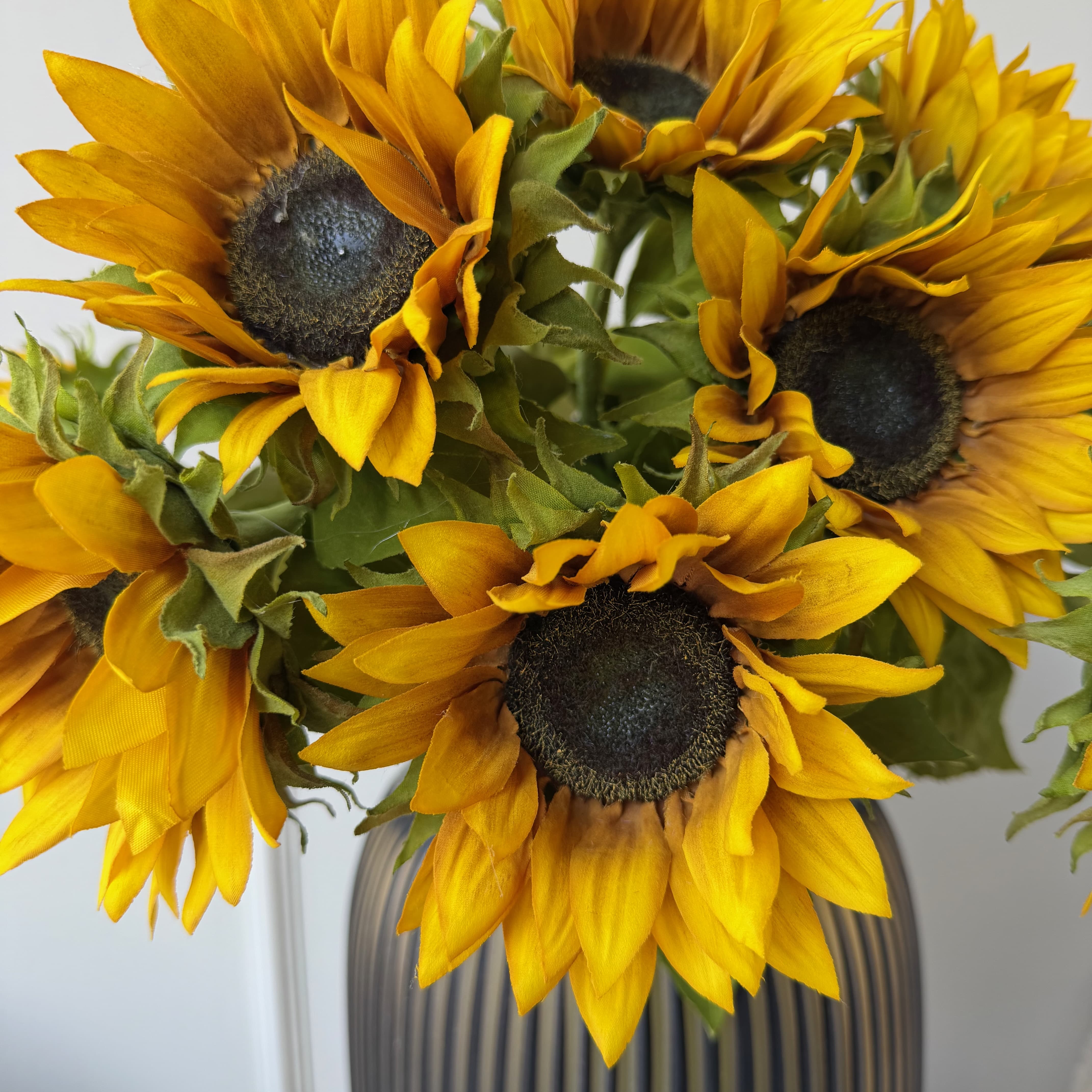 Realistic Artificial Yellow Sunflower with Leaves ABY1046YL by The Faux Flower Company