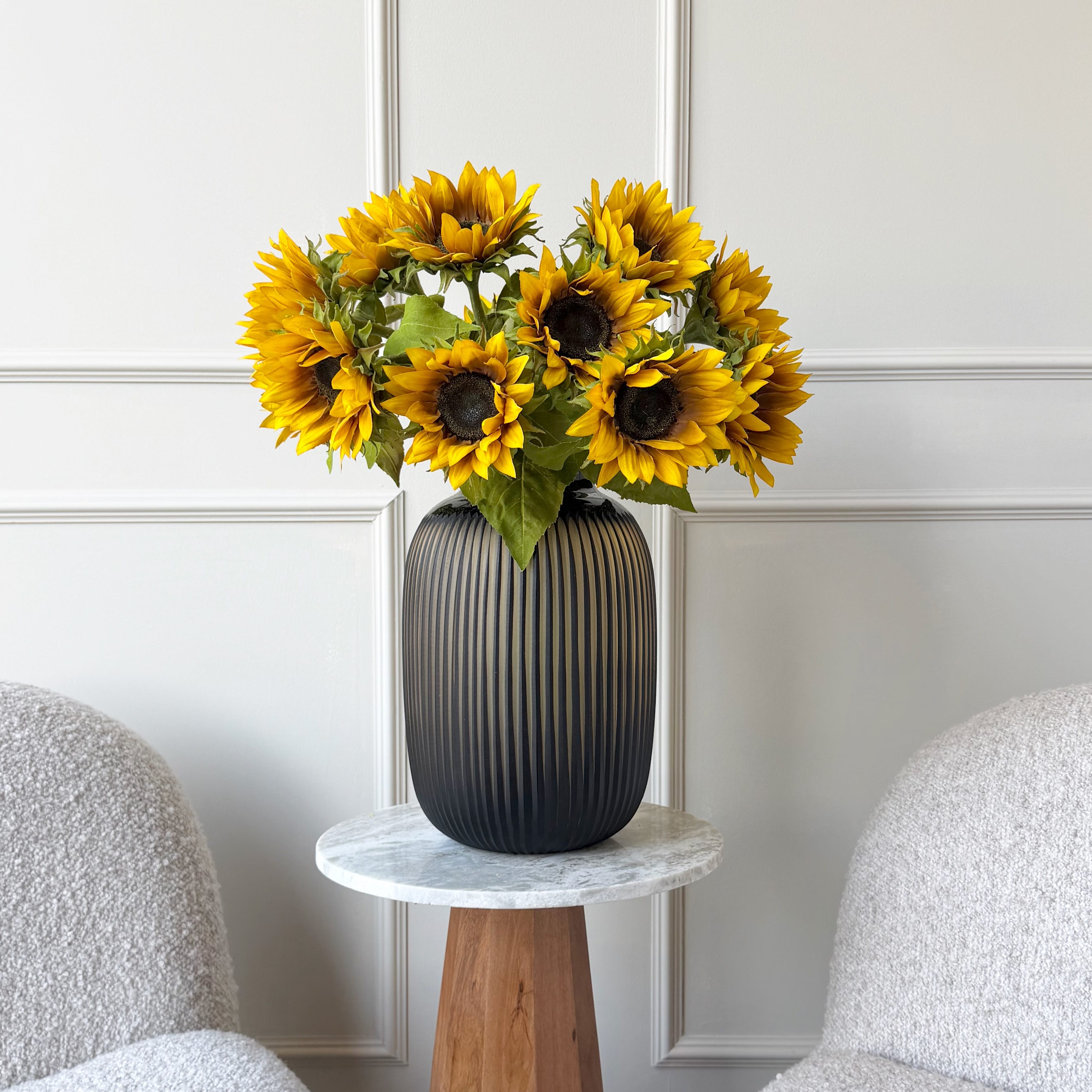 Realistic Artificial Yellow Sunflower with Leaves ABY1046YL by The Faux Flower Company