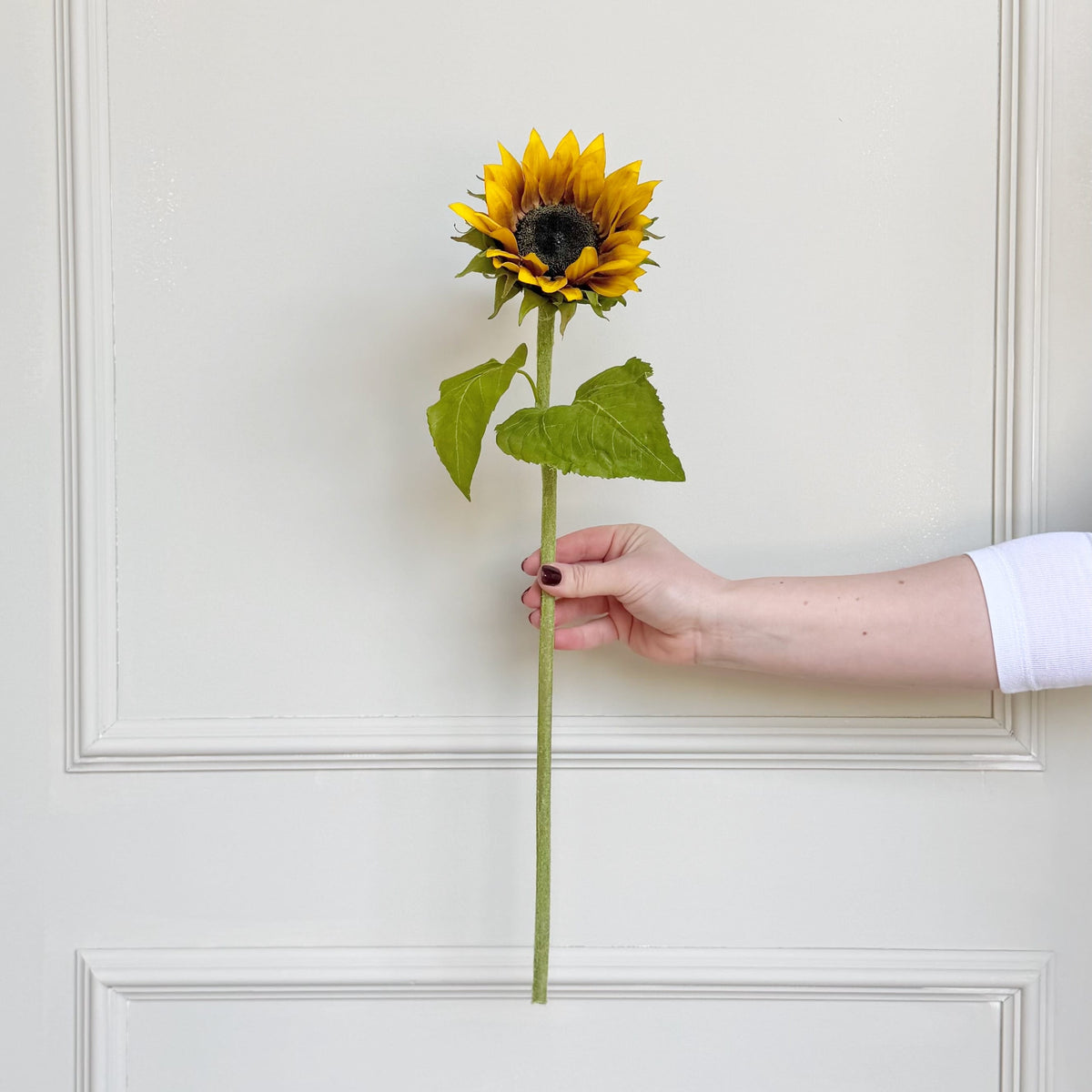 Realistic Artificial Yellow Sunflower with Leaves ABY1046YL by The Faux Flower Company