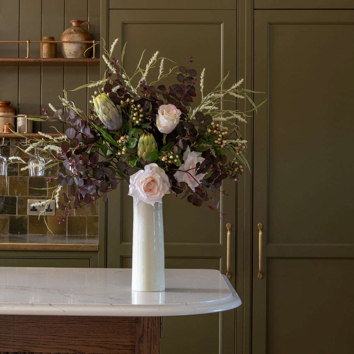Realistic Autumn Plum Artificial Flower Arrangement by The Faux Flower Company