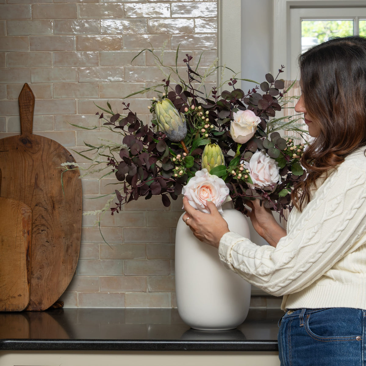 Realistic Autumn Plum Artificial Flower Arrangement by The Faux Flower Company