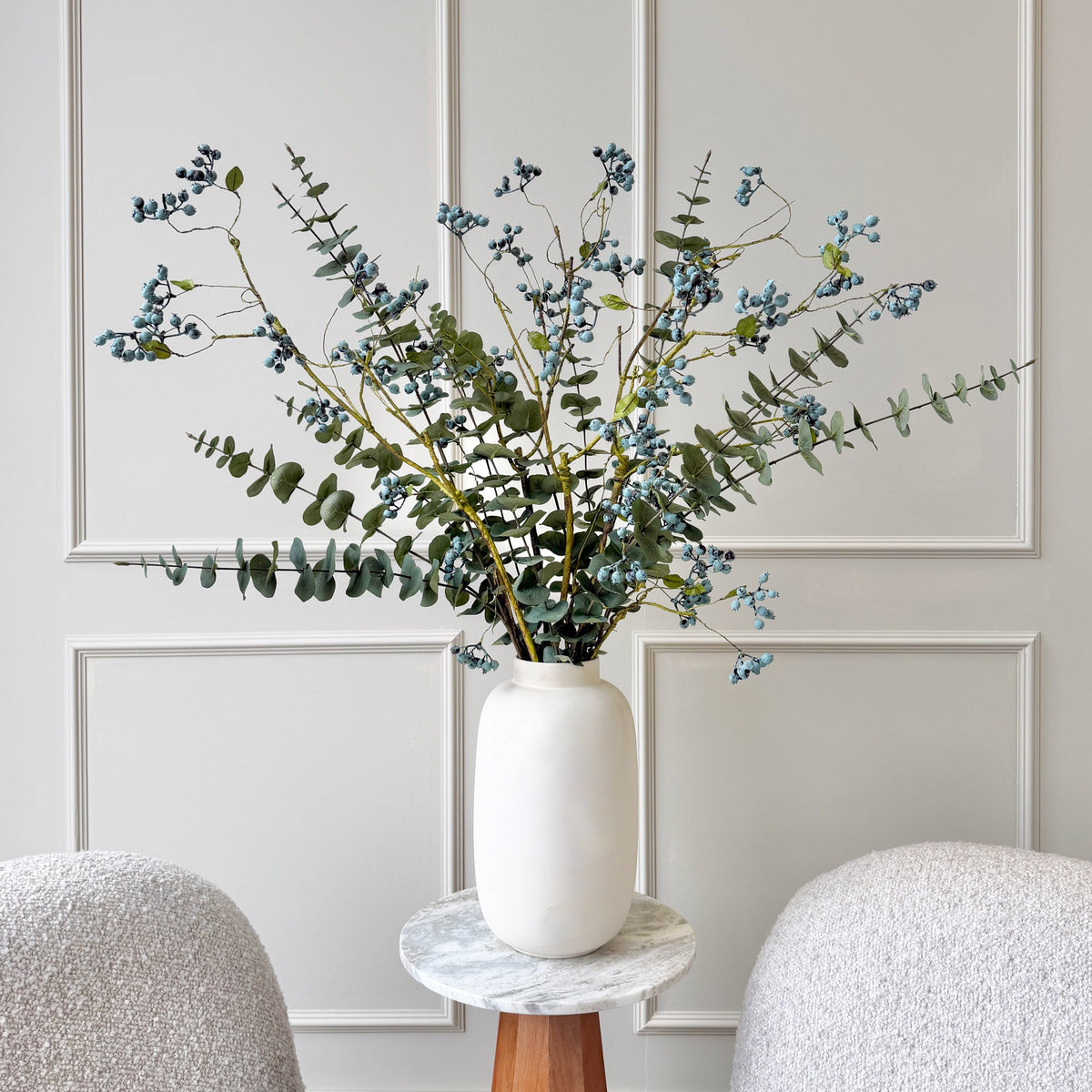 Realistic Blueberry & Eucalyptus Arrangement ABZ6676BL-4 ABZ1129GR-7 by The Faux Flower Company