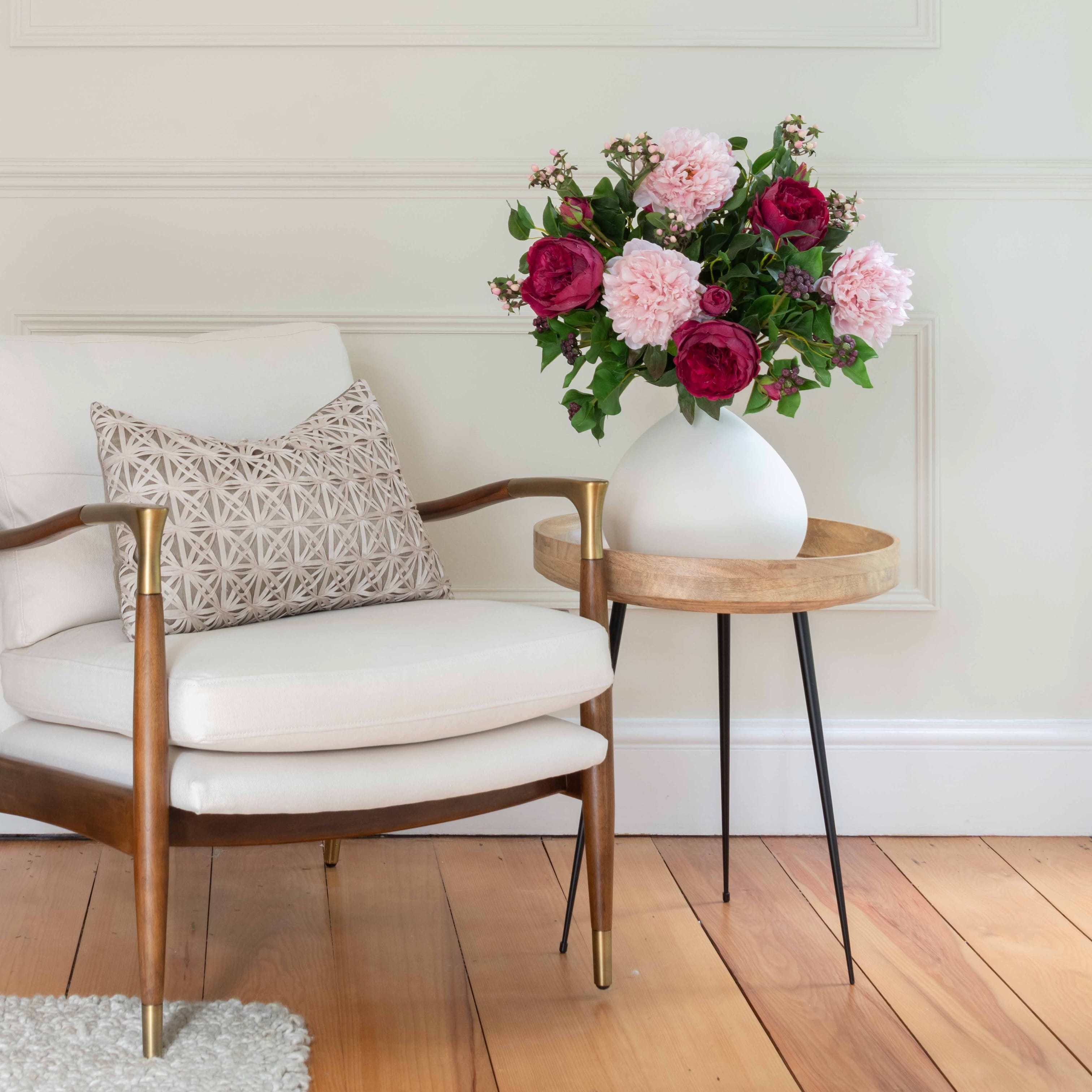 Realistic Burgundy & Blush Artificial Flower Arrangement by The Faux Flower Company
