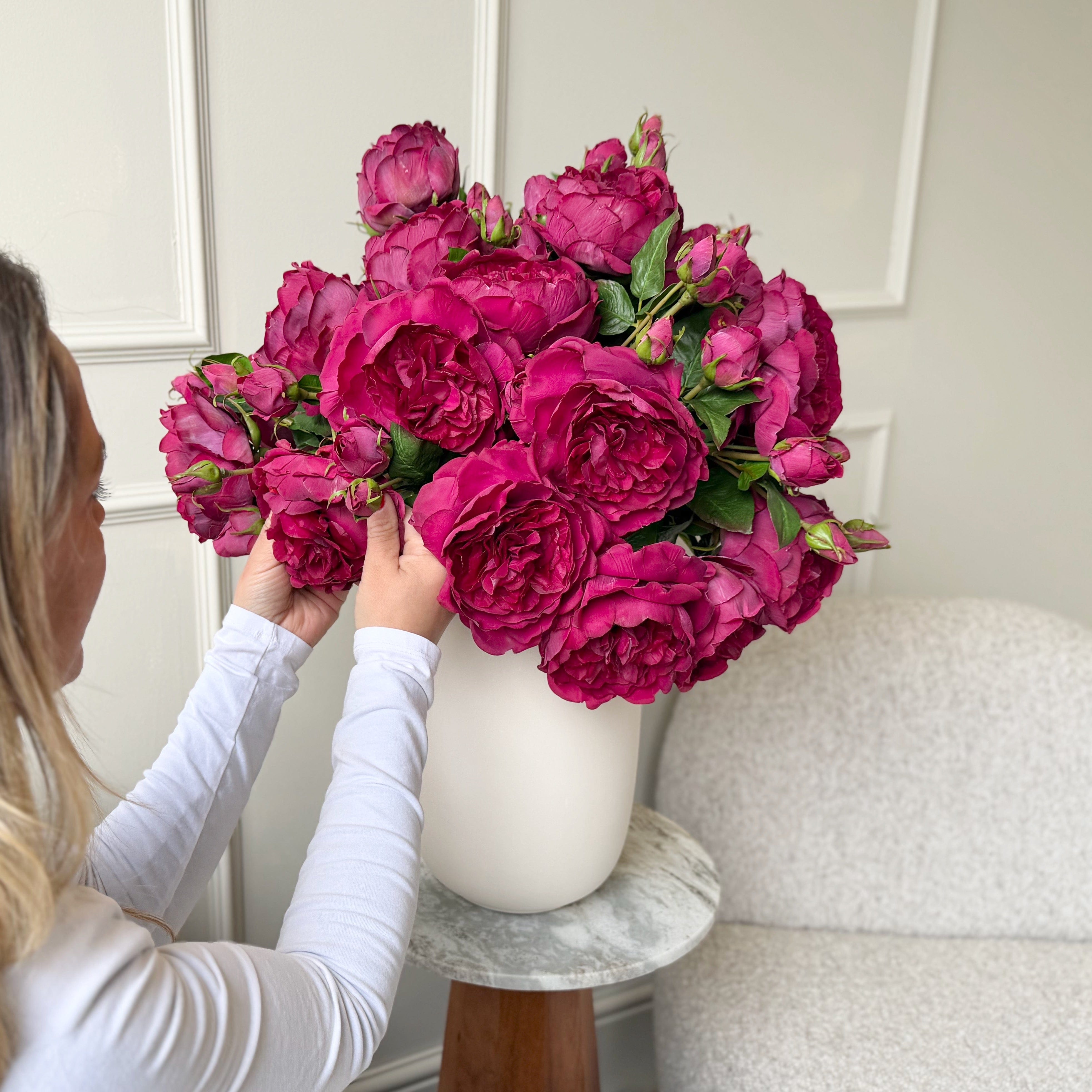 Realistic Deluxe Artificial Burgundy Rose Hand-Tied Bouquet by The Faux Flower Company