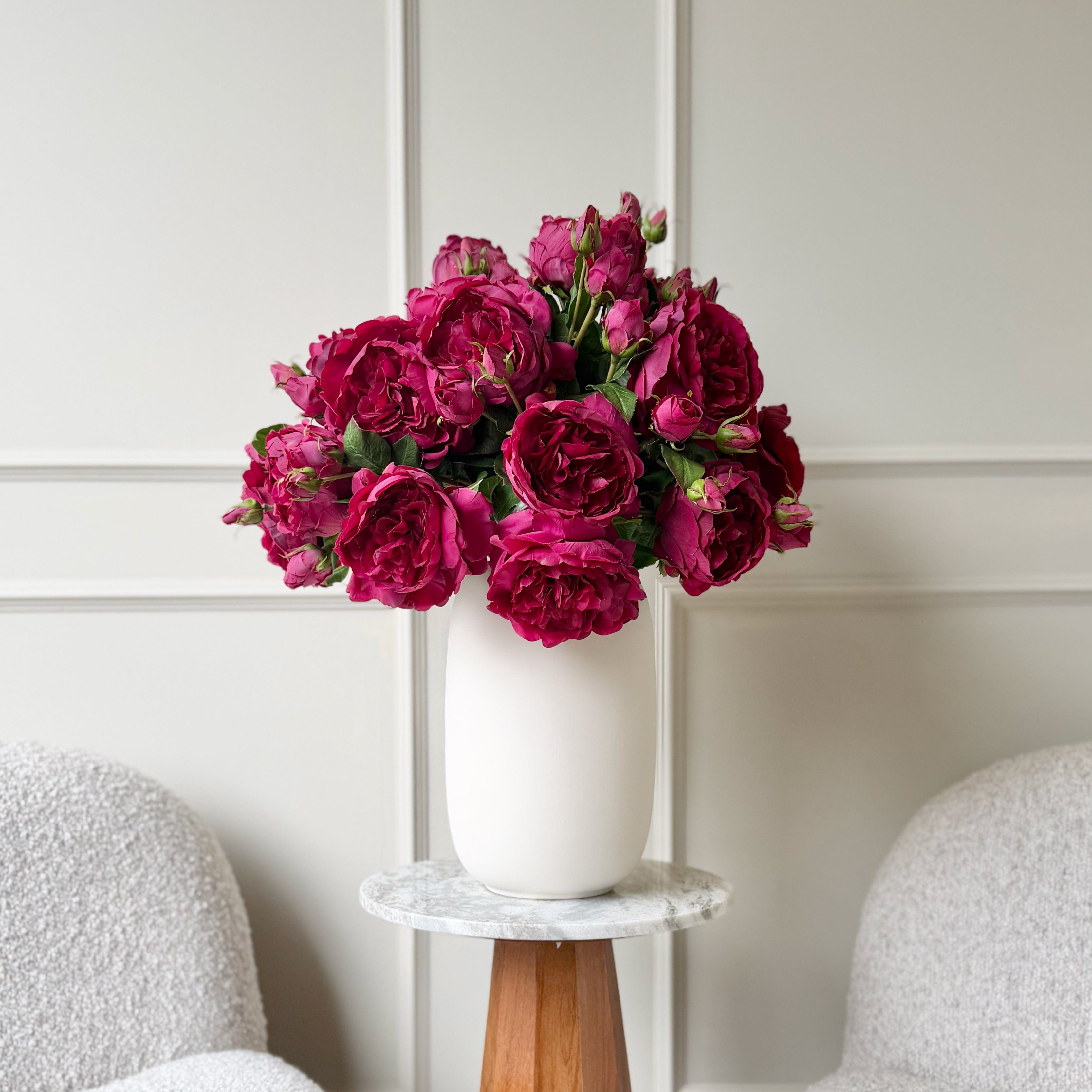 Realistic Deluxe Artificial Burgundy Rose Hand-Tied Bouquet by The Faux Flower Company