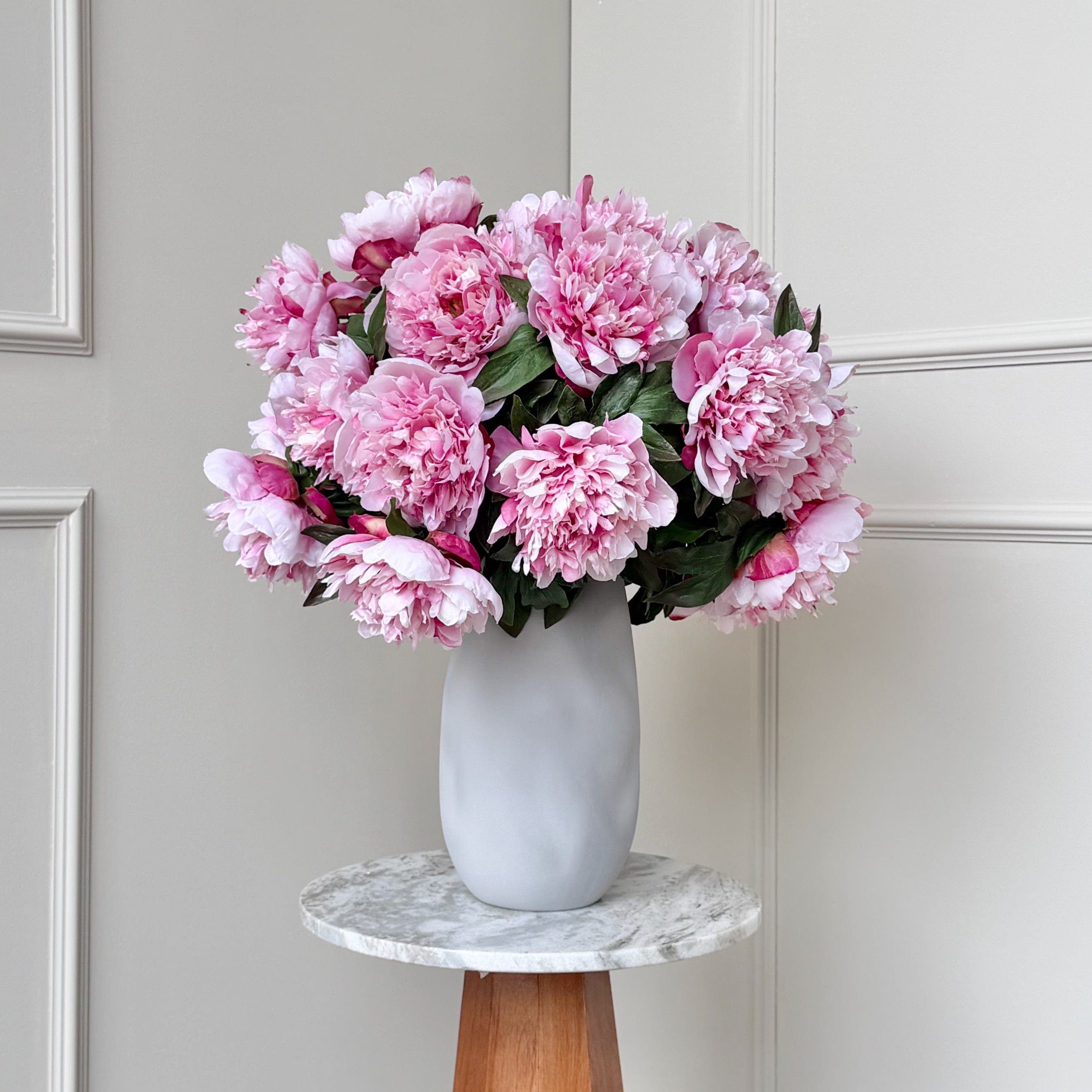 Realistic Deluxe Artificial Pink Peony Hand-Tied Bouquet by The Faux Flower Company
