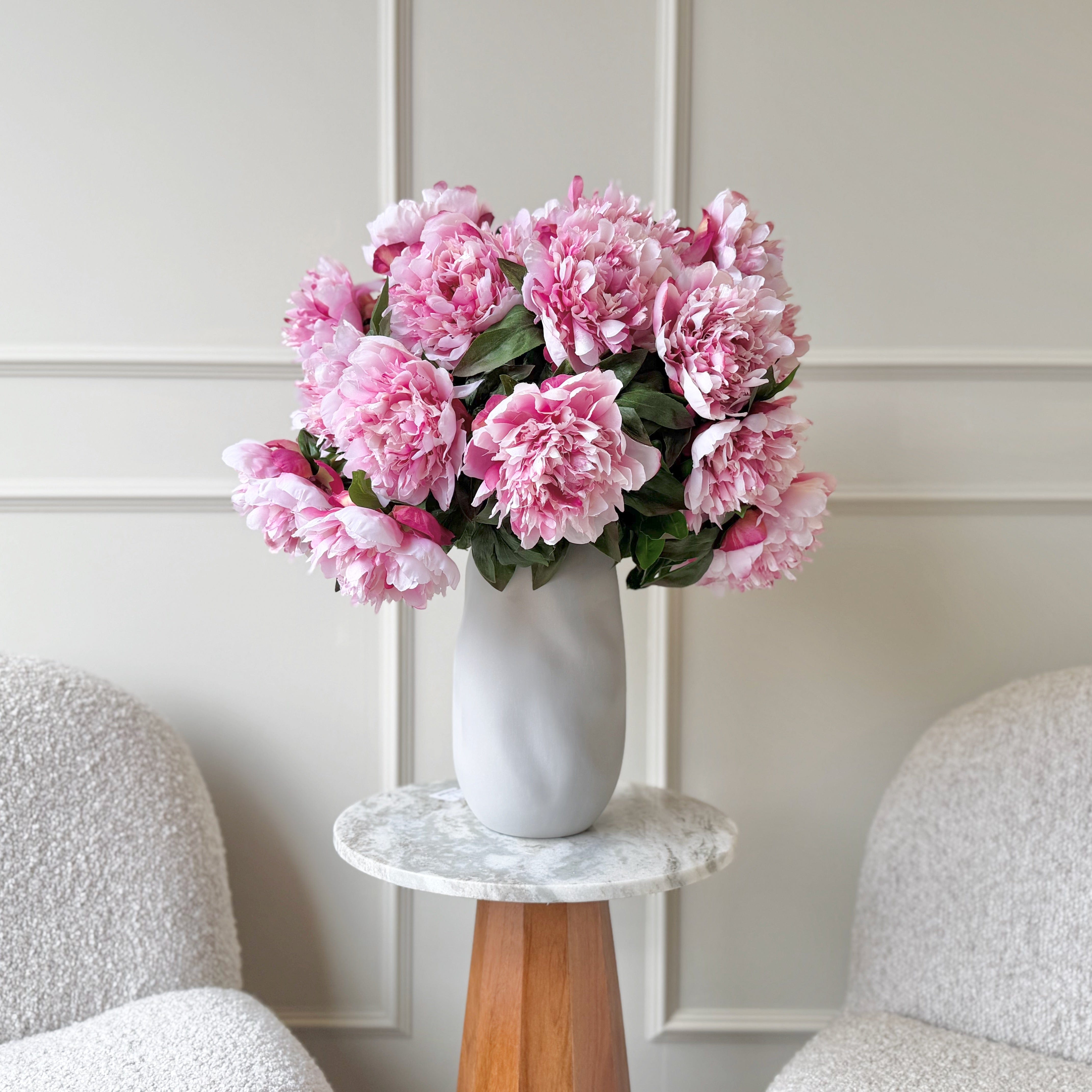 Realistic Deluxe Artificial Pink Peony Hand-Tied Bouquet by The Faux Flower Company