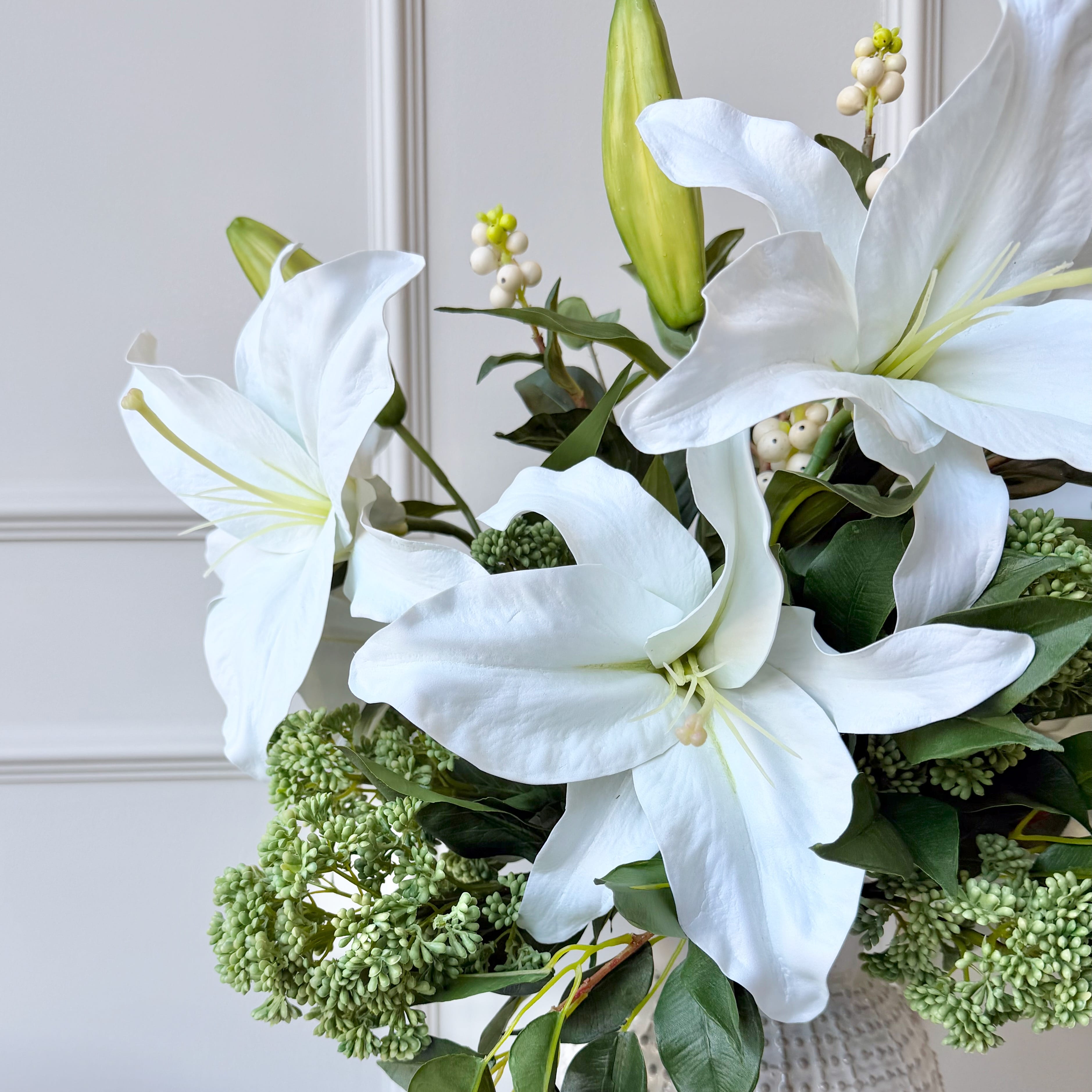 Realistic Fresh Linen Artificial Flower Arrangement by The Faux Flower Company