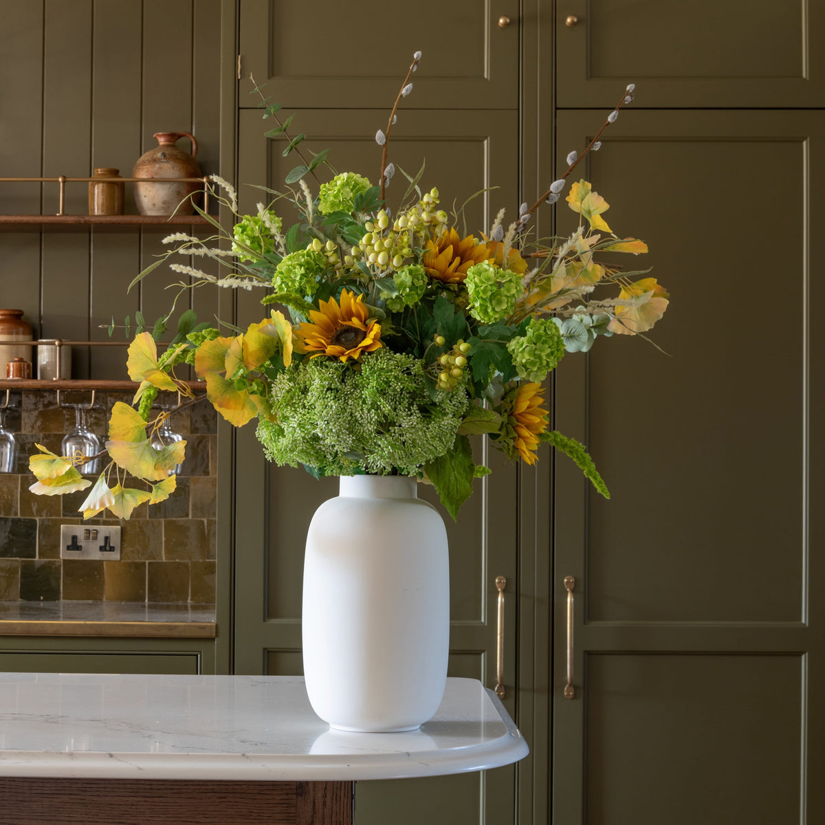 Realistic Gilded Ochre Artificial Flower Arrangement by The Faux Flower Company