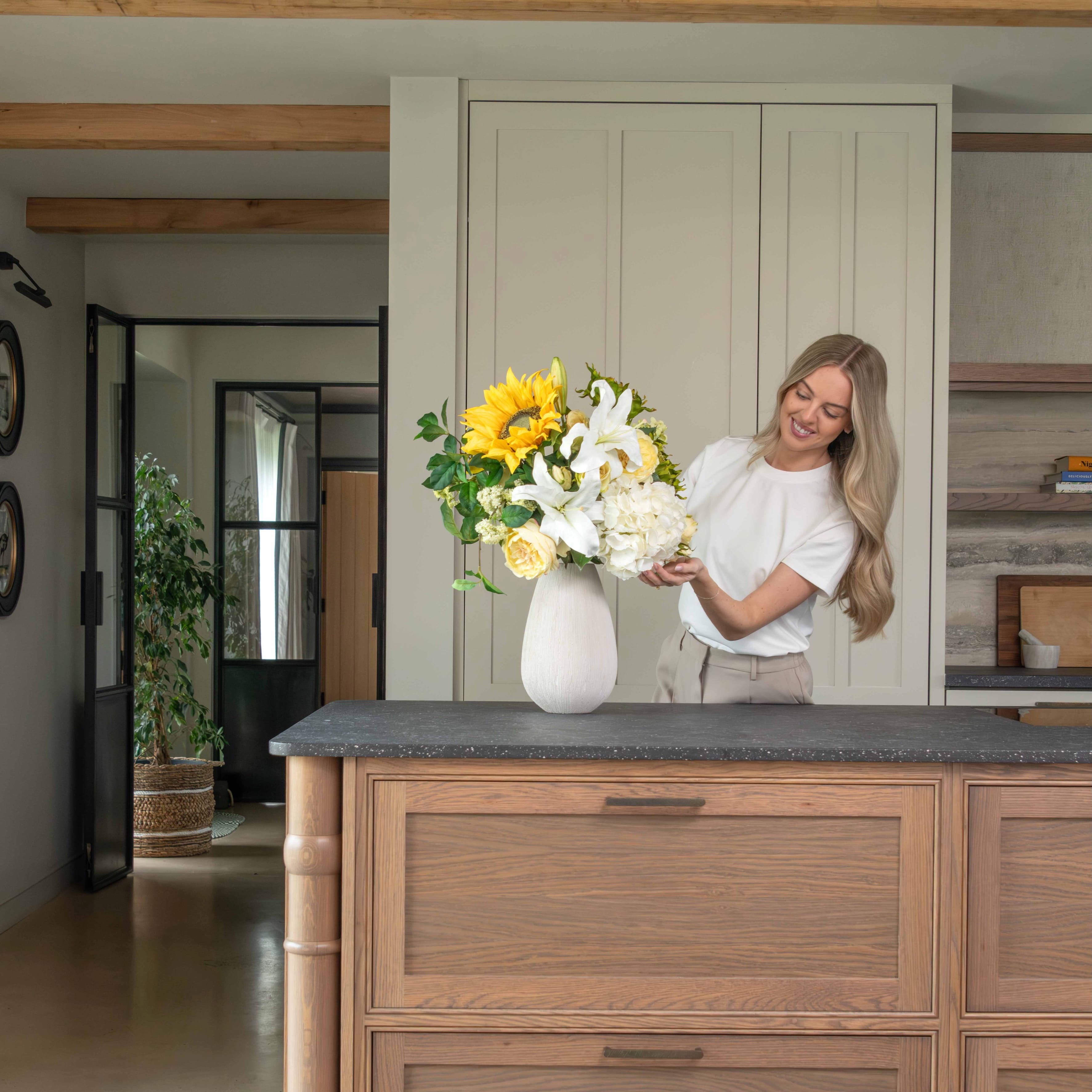 Realistic Golden Hour Artificial Flower Arrangement by The Faux Flower Company