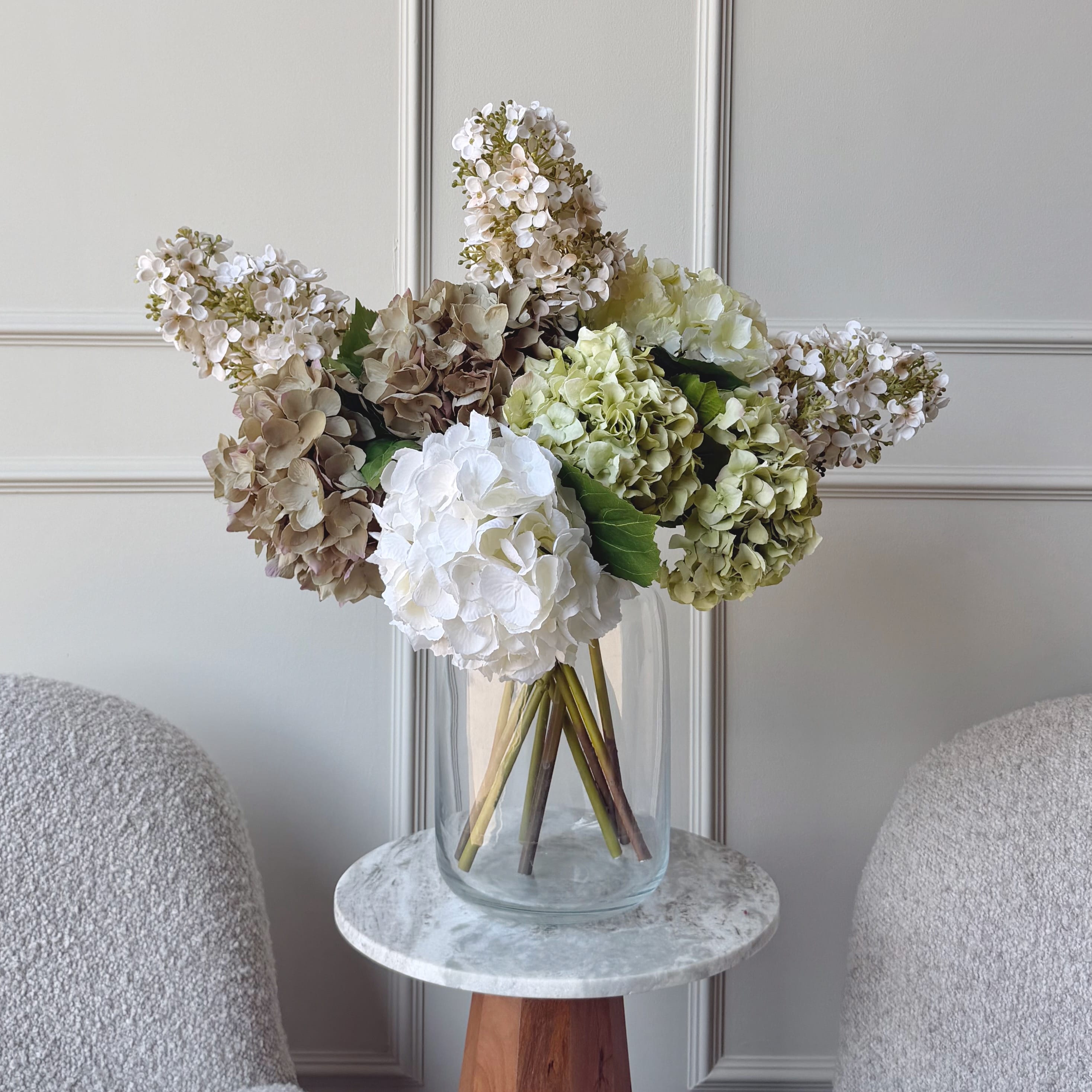 Realistic Mixed Hydrangea Artificial Flower Arrangement by The Faux Flower Company