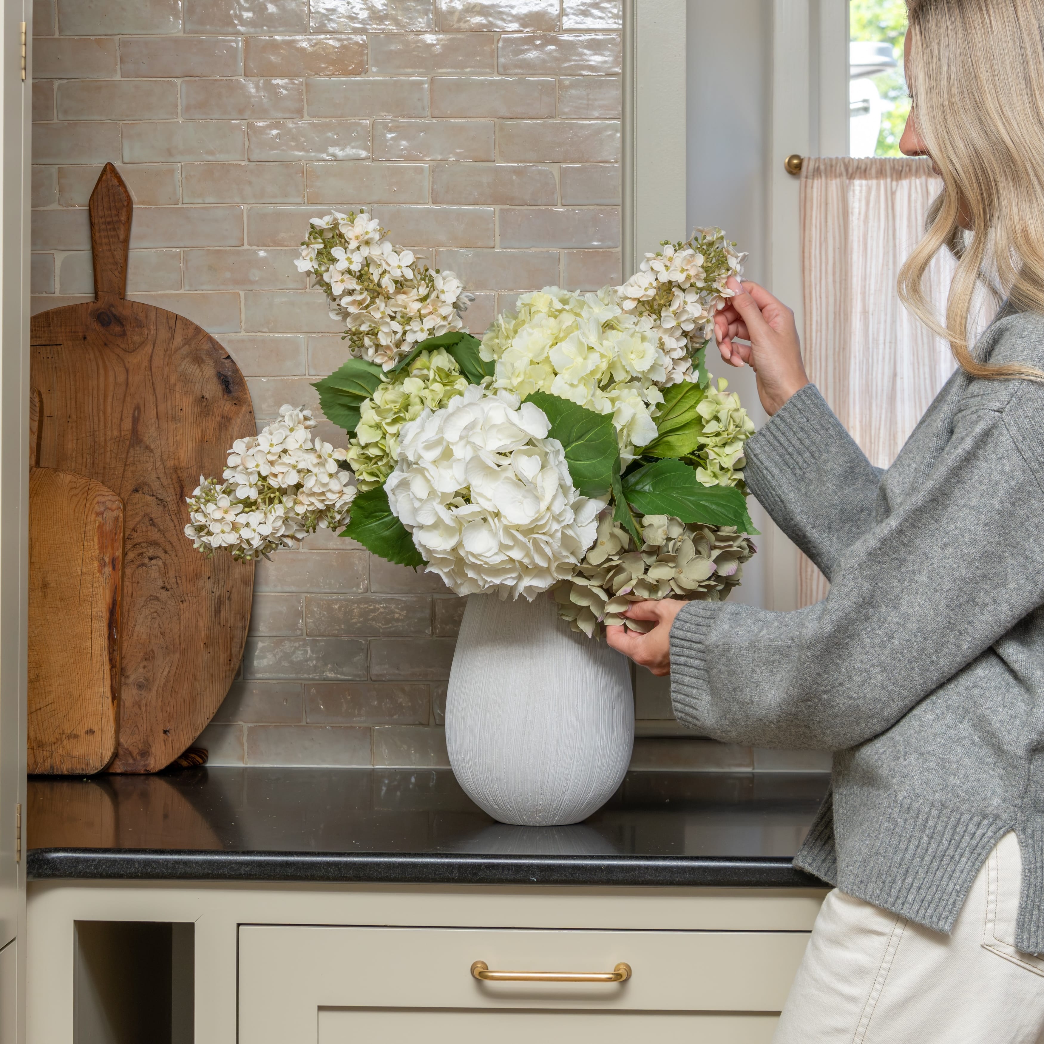 Realistic Mixed Hydrangea Artificial Flower Arrangement by The Faux Flower Company