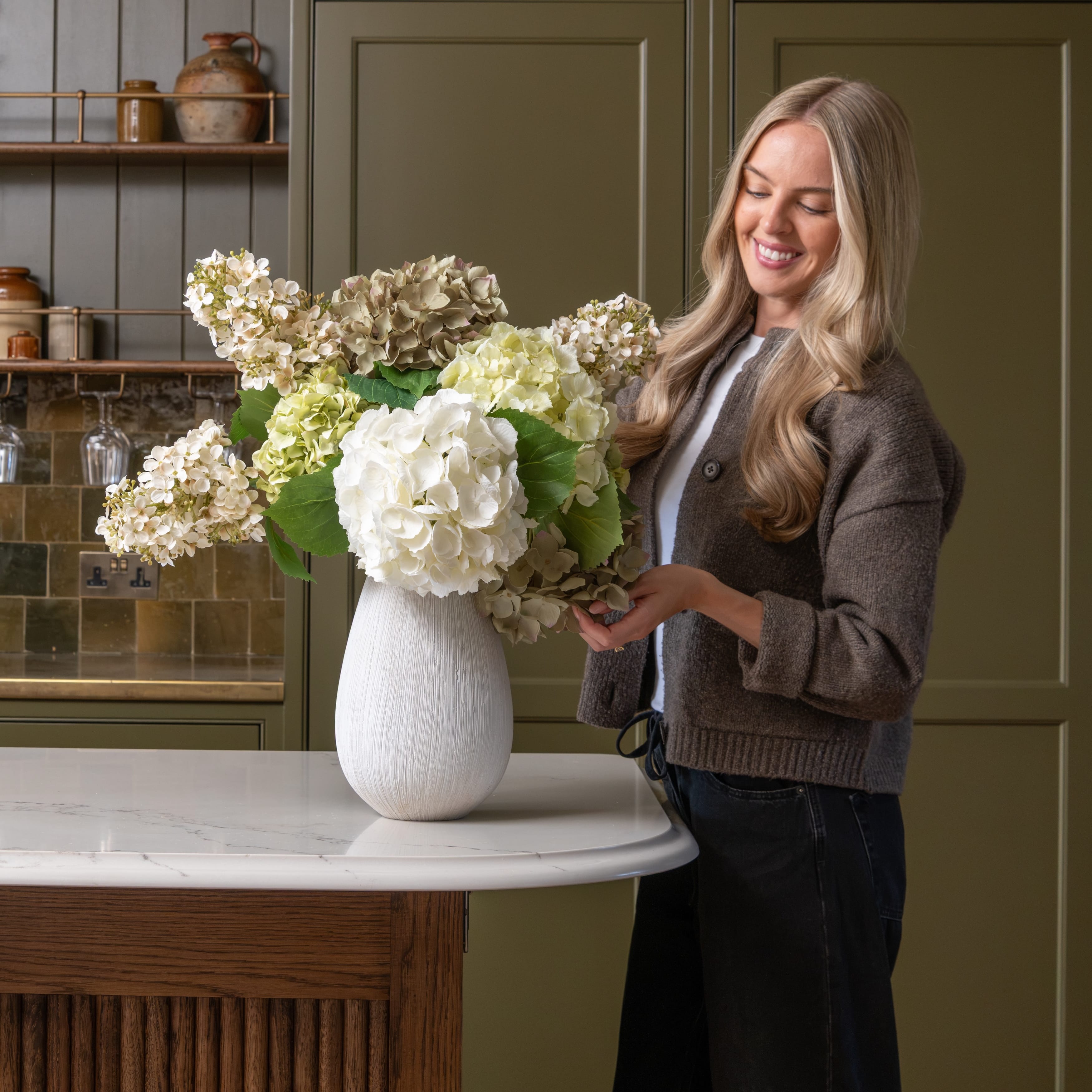 Realistic Mixed Hydrangea Artificial Flower Arrangement by The Faux Flower Company