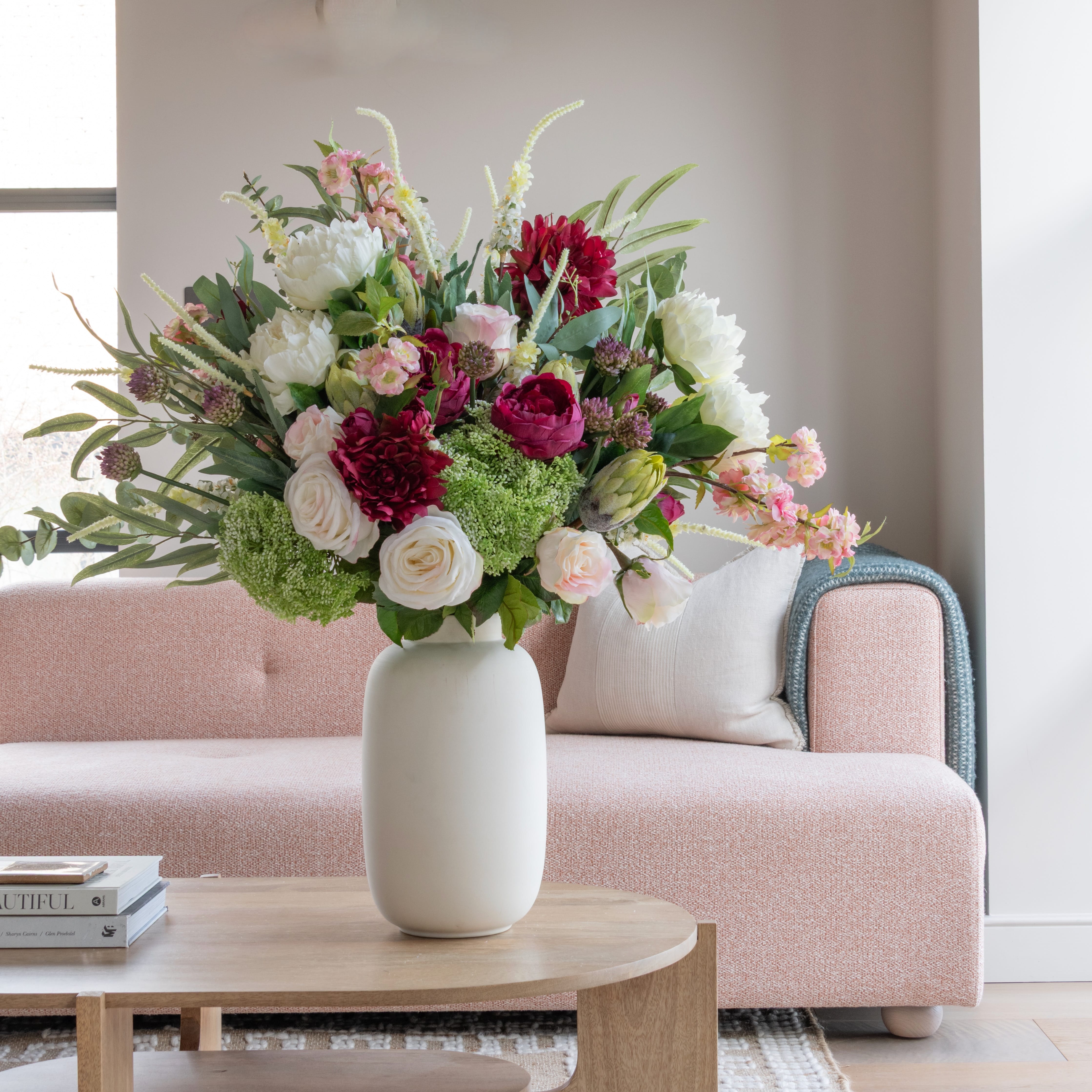 Realistic Mulberry Splendour Artificial Flower Arrangement by The Faux Flower Company