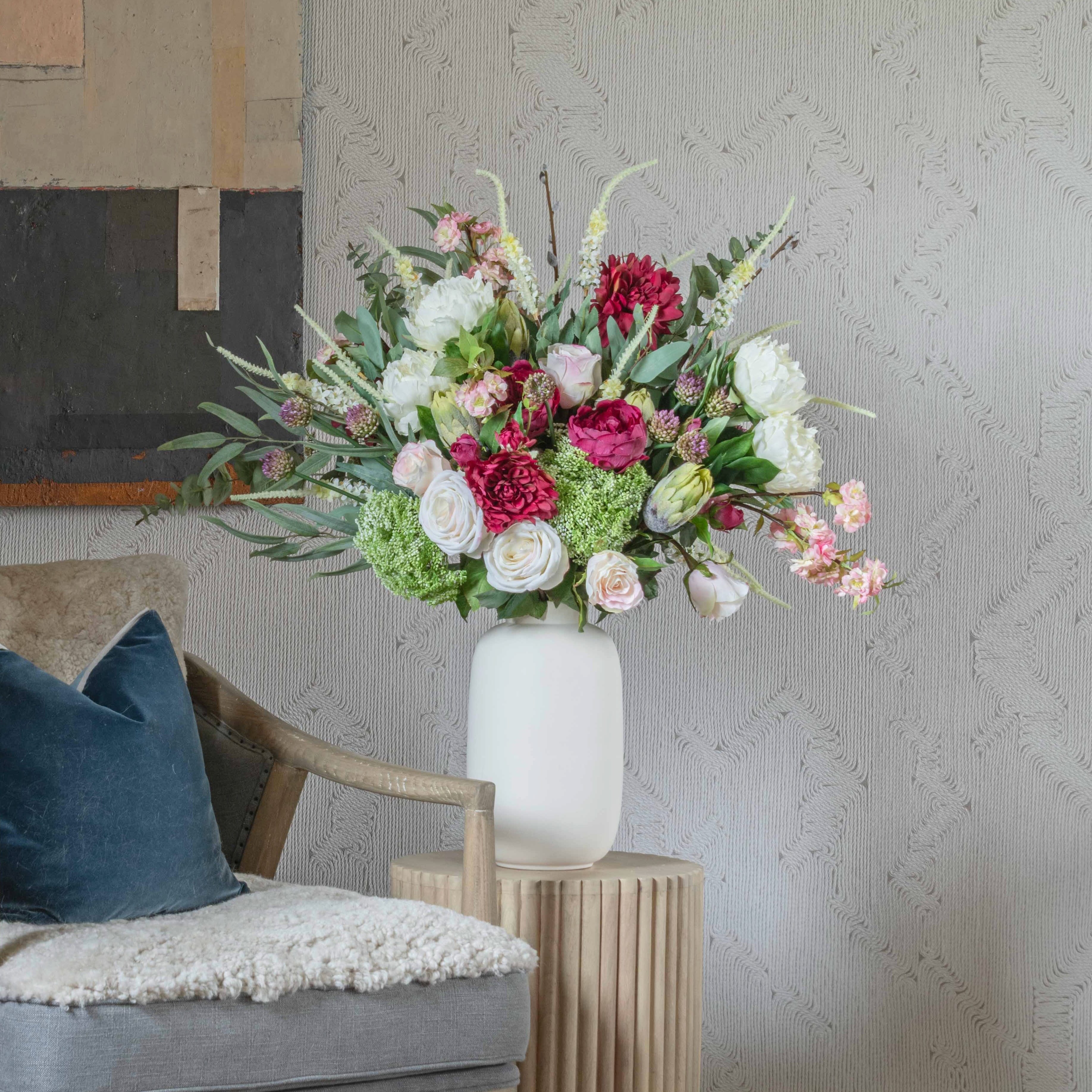 Realistic Mulberry Splendour Artificial Flower Arrangement by The Faux Flower Company
