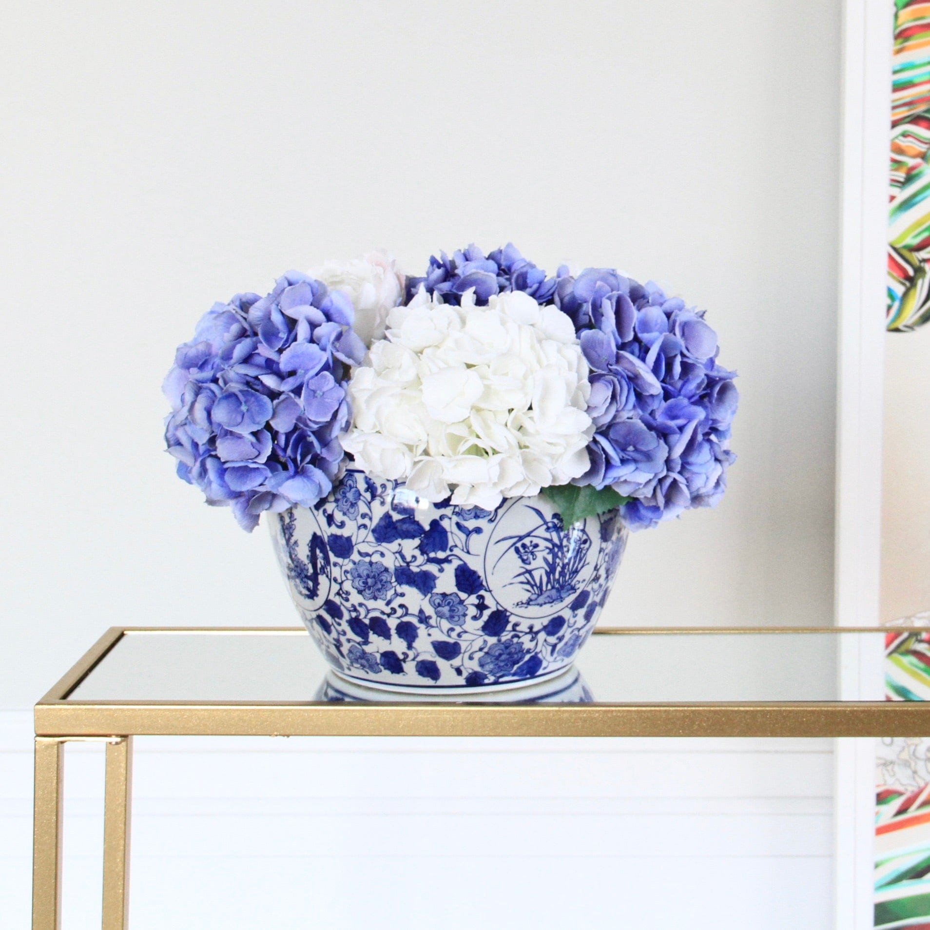 Artificial Flowers in Vase Stylish Vases Blue & White Floral Planter Home Decor and Accessories Amaranthine Blooms UK