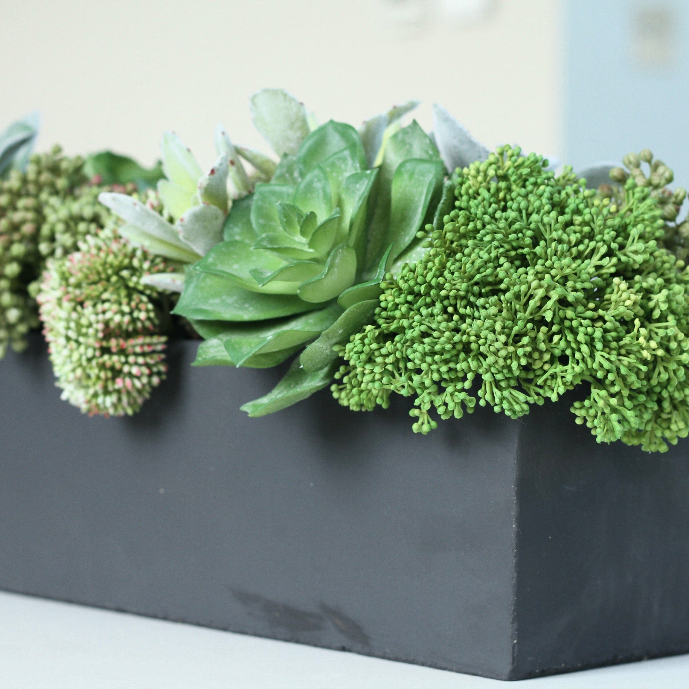 Artificial Plants Indoor Plants Green Succulent & Skimmia Arrangement Amaranthine Blooms UK