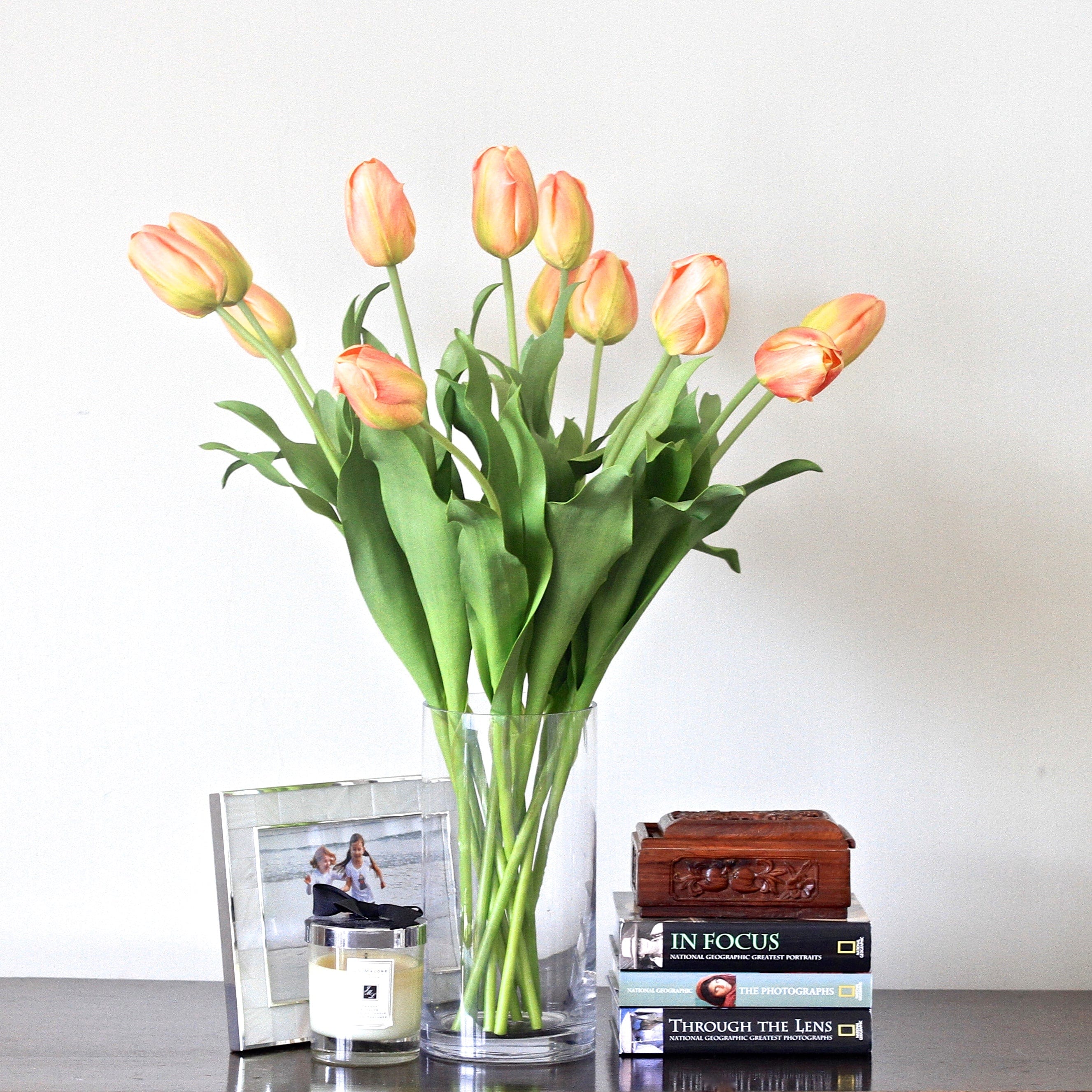 Artificial flowers luxury faux orange tulip lifelike realistic faux flowers buy online from Amaranthine Blooms UK 