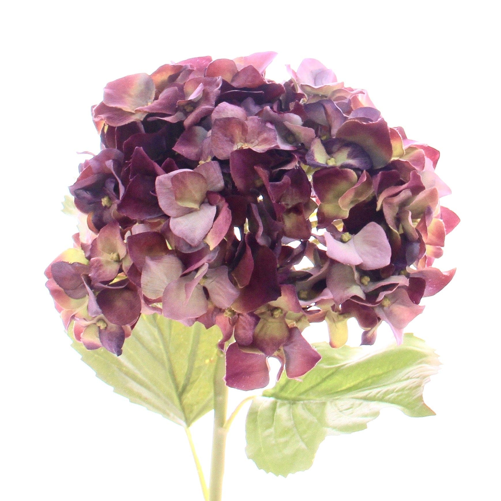 Artificial flowers luxury faux purple dried hydrangea stem lifelike realistic faux flowers buy online from Amaranthine Blooms UK 