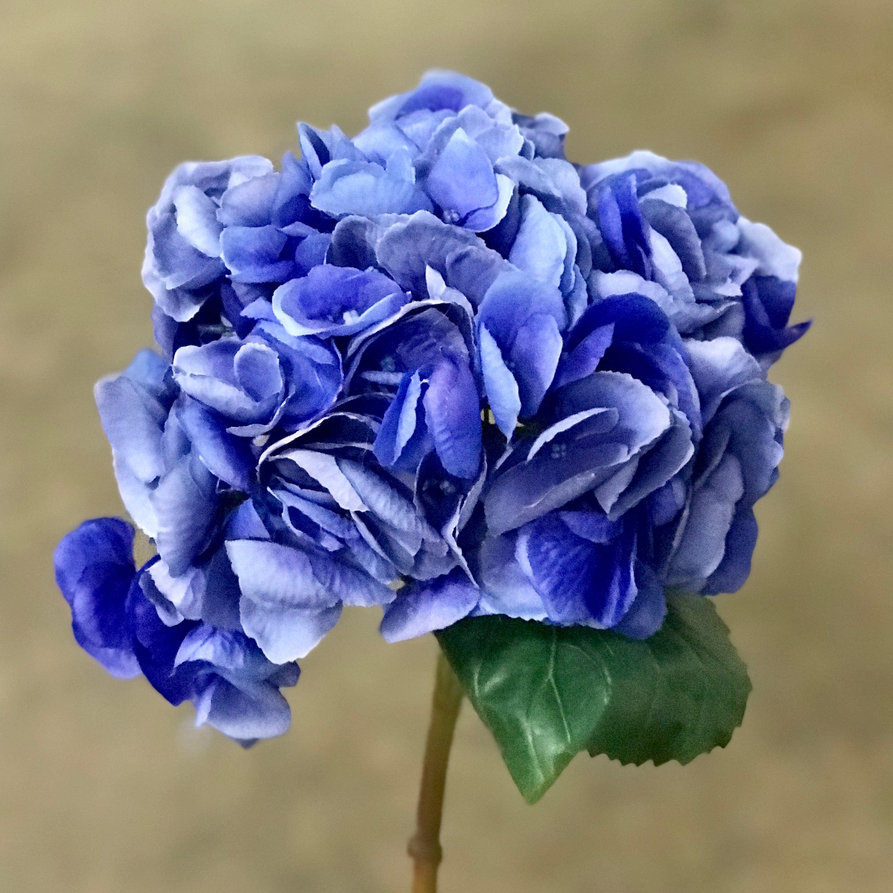 Artificial flowers faux blue hydrangea lifelike realistic flowers Amaranthine Blooms UK