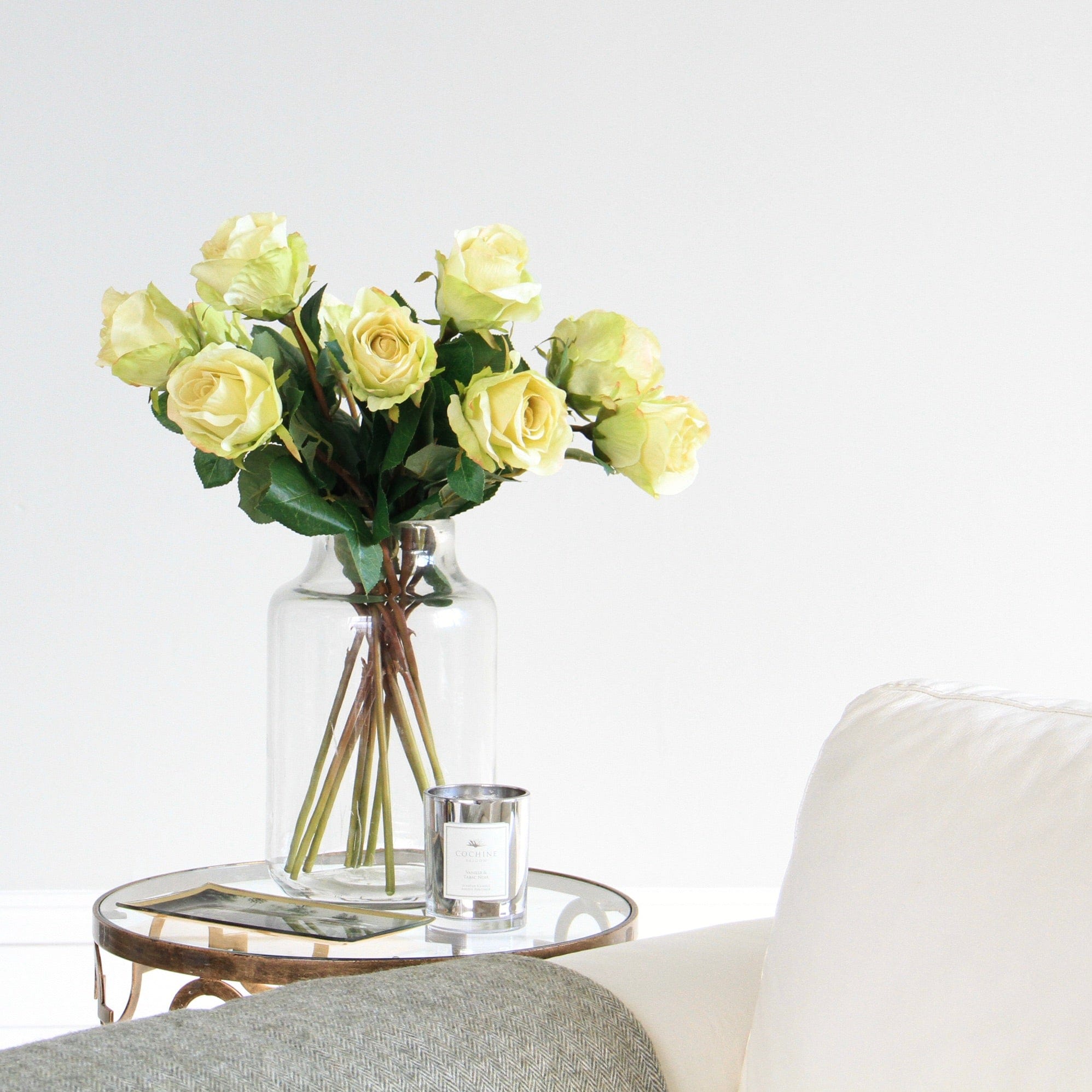 Artificial Roses, luxury realistic fake rose, cream silk rose bud the finest faux roses available from Amaranthine Blooms UK