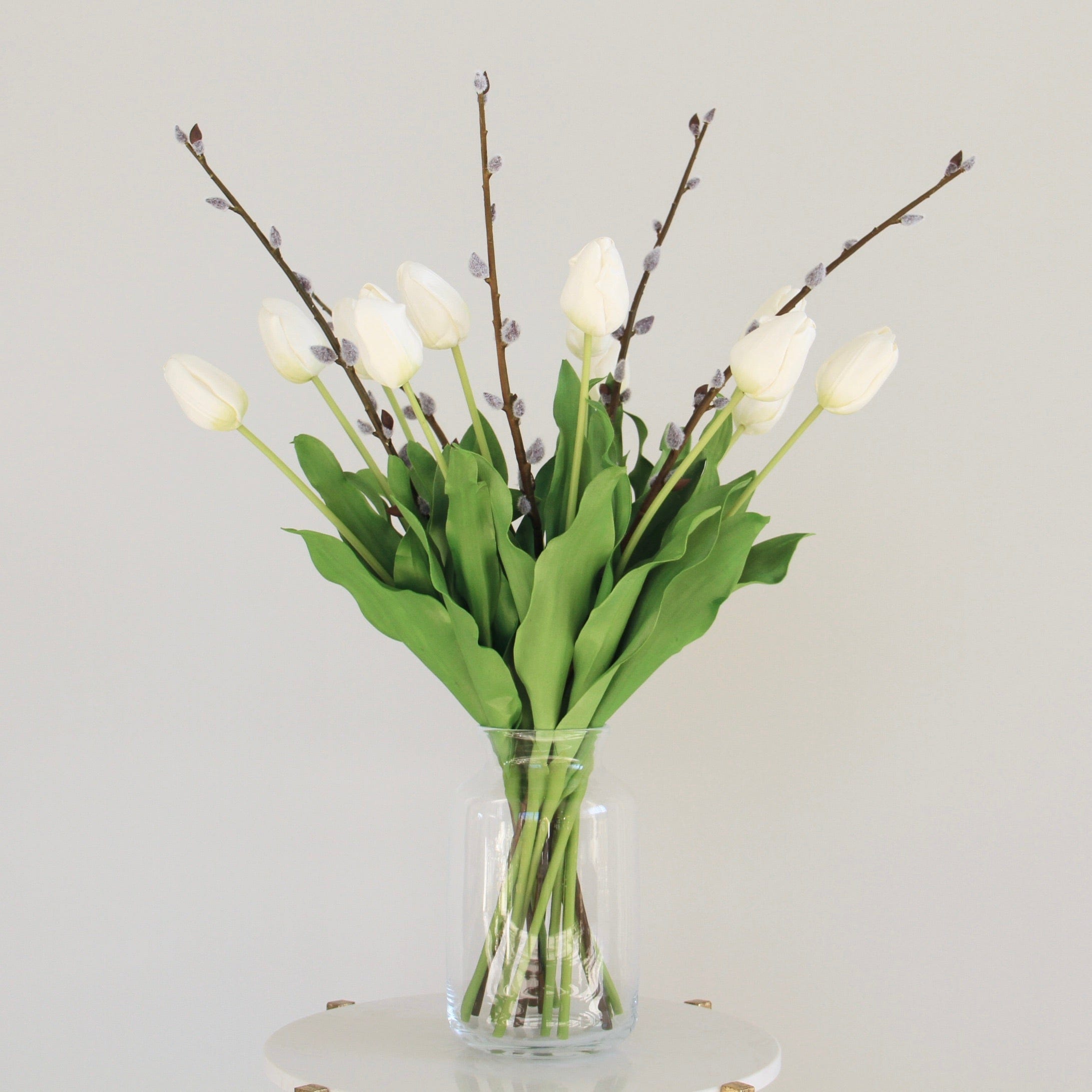 Artificial tulip luxury faux silk white tulip hydrangea lifelike realistic faux flowers from Amaranthine Blooms UK
