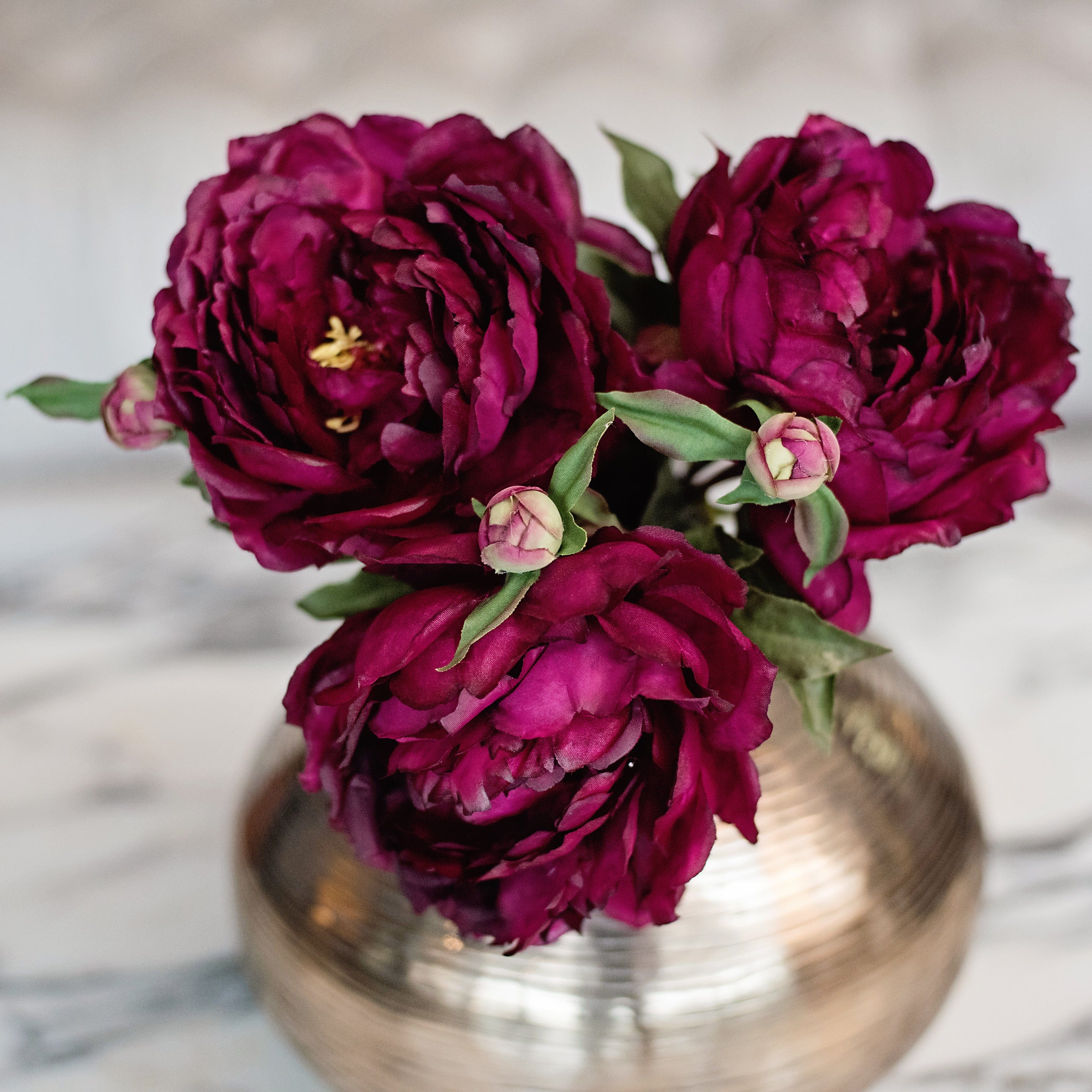 Artificial peony flowers luxury faux burgundy peony lifelike realistic faux flowers from Amaranthine Blooms UK