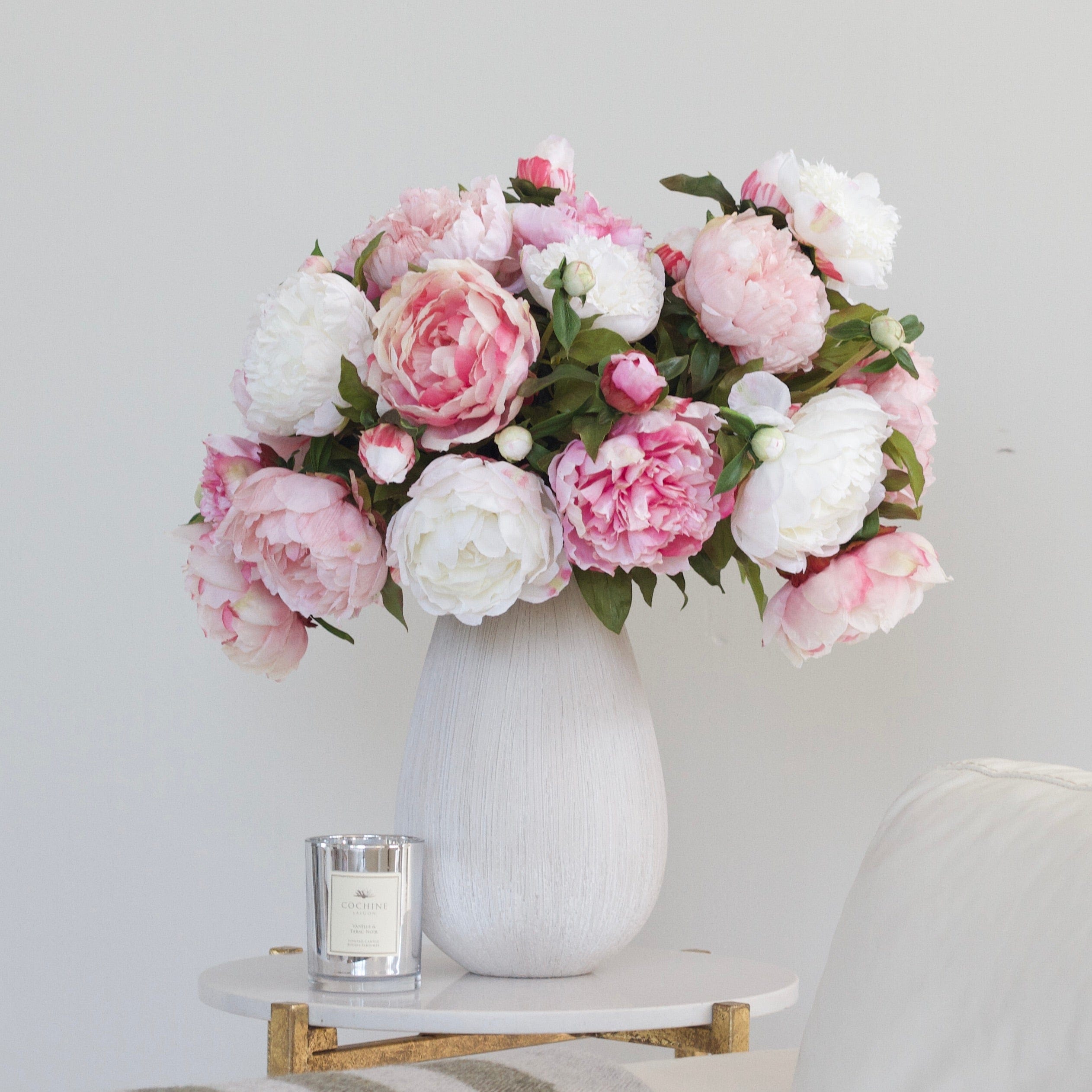 Artificial Pink & White Peony Bouquet