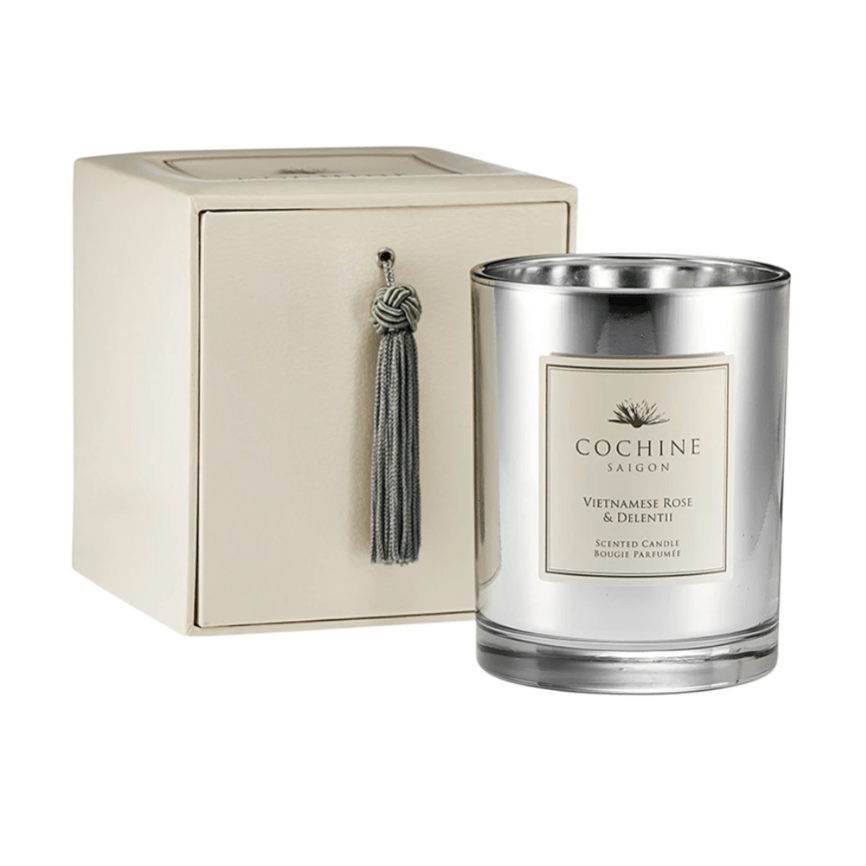 Cochine Home Fragrances of Cochines luxury scented candles and Cochine reed diffuers in Cochine Vietnamese Rose & Delentii Candle