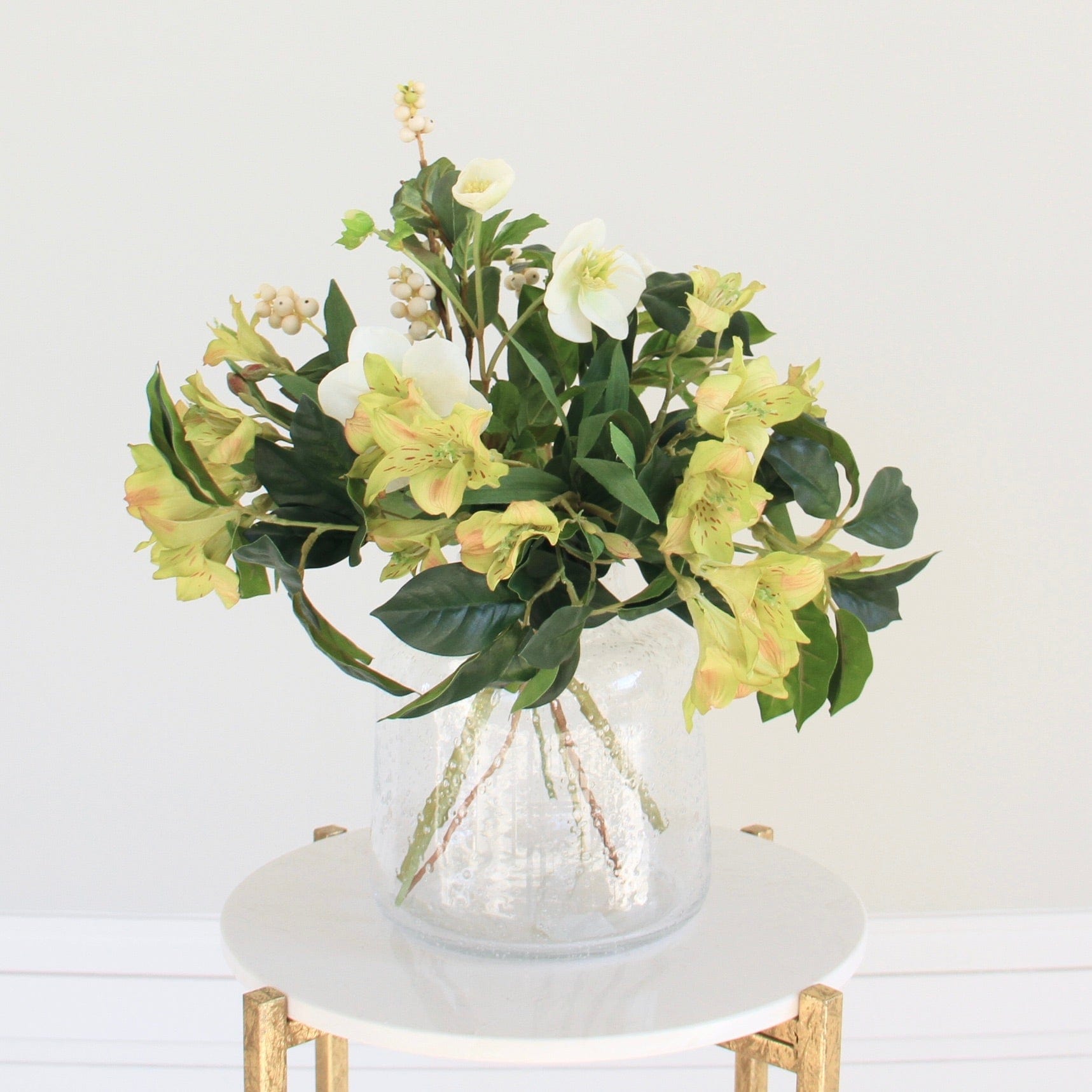 Artificial flowers luxury faux silk spring fresh bouquet lifelike realistic alstromeria hellebore flowers with vase from Amaranthine Blooms UK