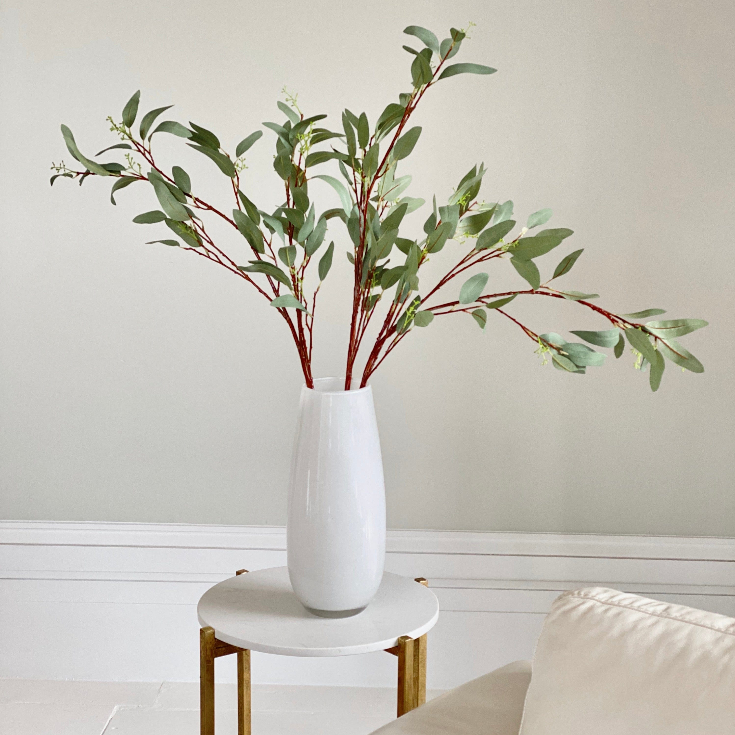 Artificial flowers luxury faux silk tall eucalyptus willow 2 lifelike realistic faux flowers buy online from Amaranthine Blooms UK 
