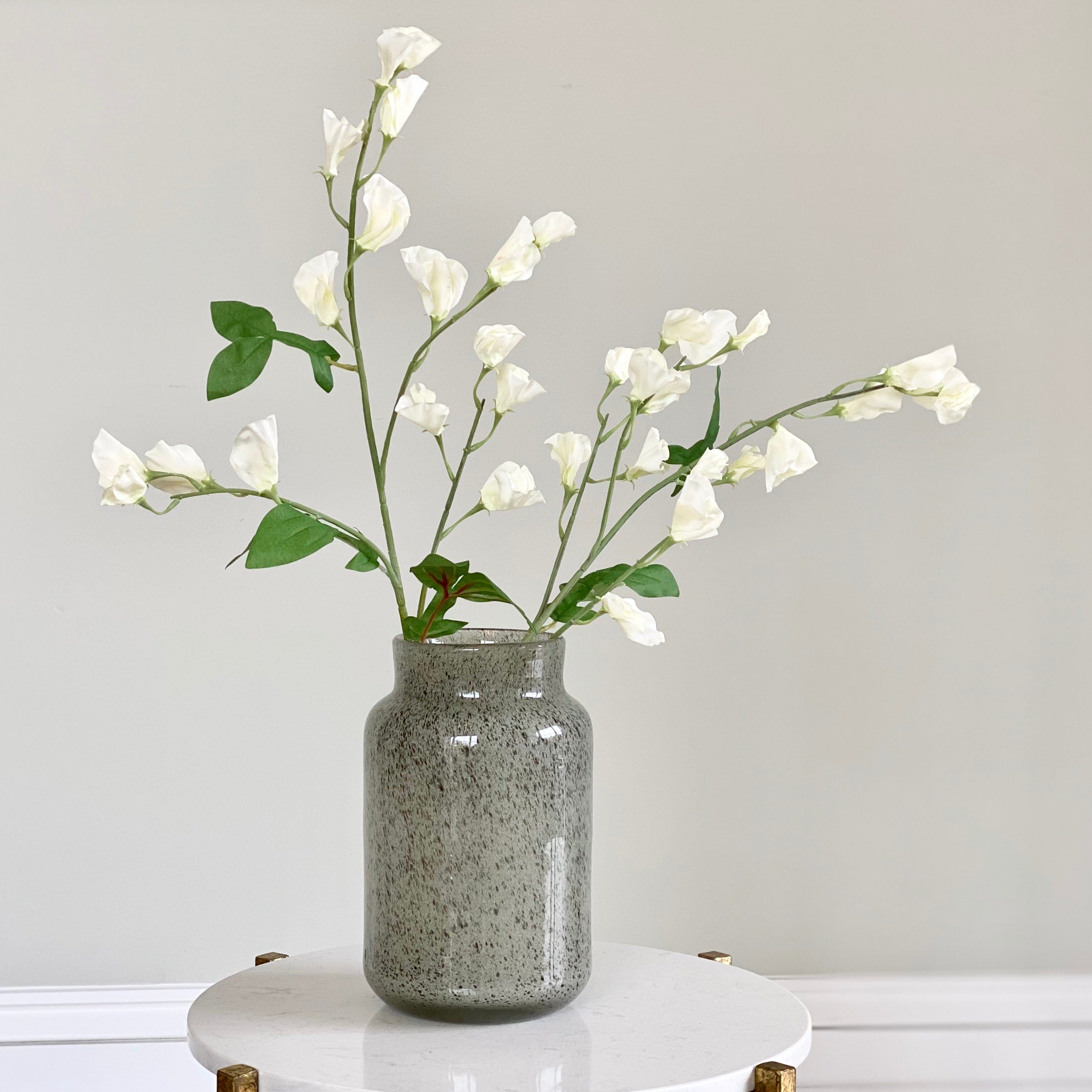 Artificial flowers luxury faux silk tall white sweet pea lifelike realistic faux flowers buy online from Amaranthine Blooms UK 