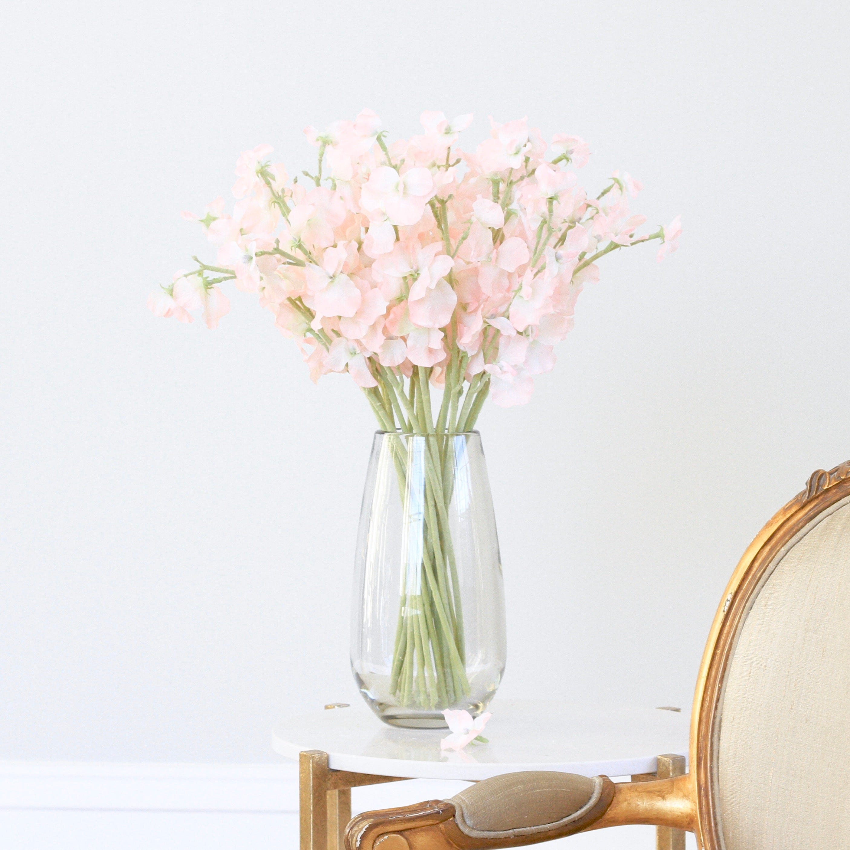 Artificial flowers pale pink sweet peas luxury silk flowers realistic faux flowers from Amaranthine Blooms UK