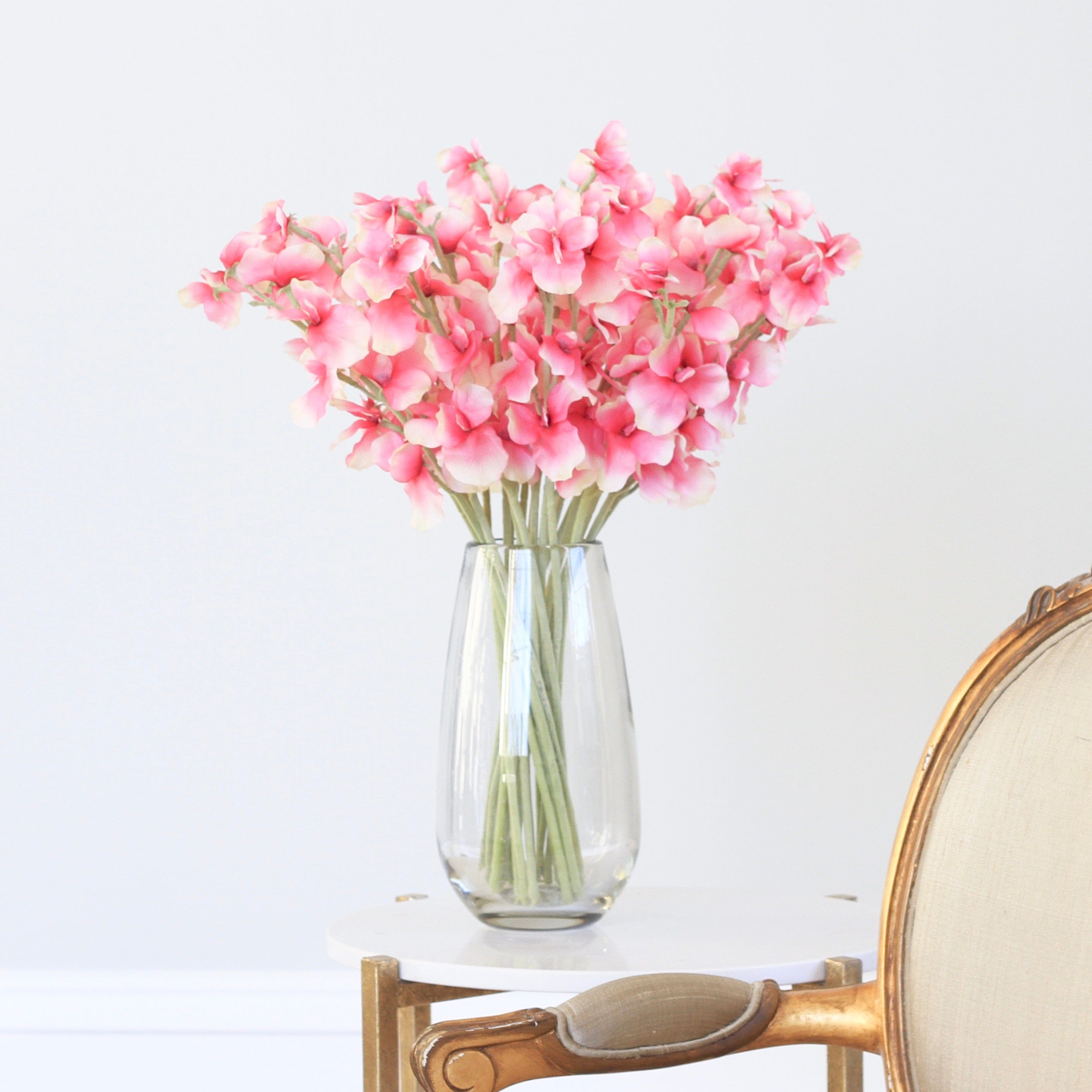 Artificial flowers pink sweet peas luxury silk flowers realistic faux flowers from Amaranthine Blooms UK