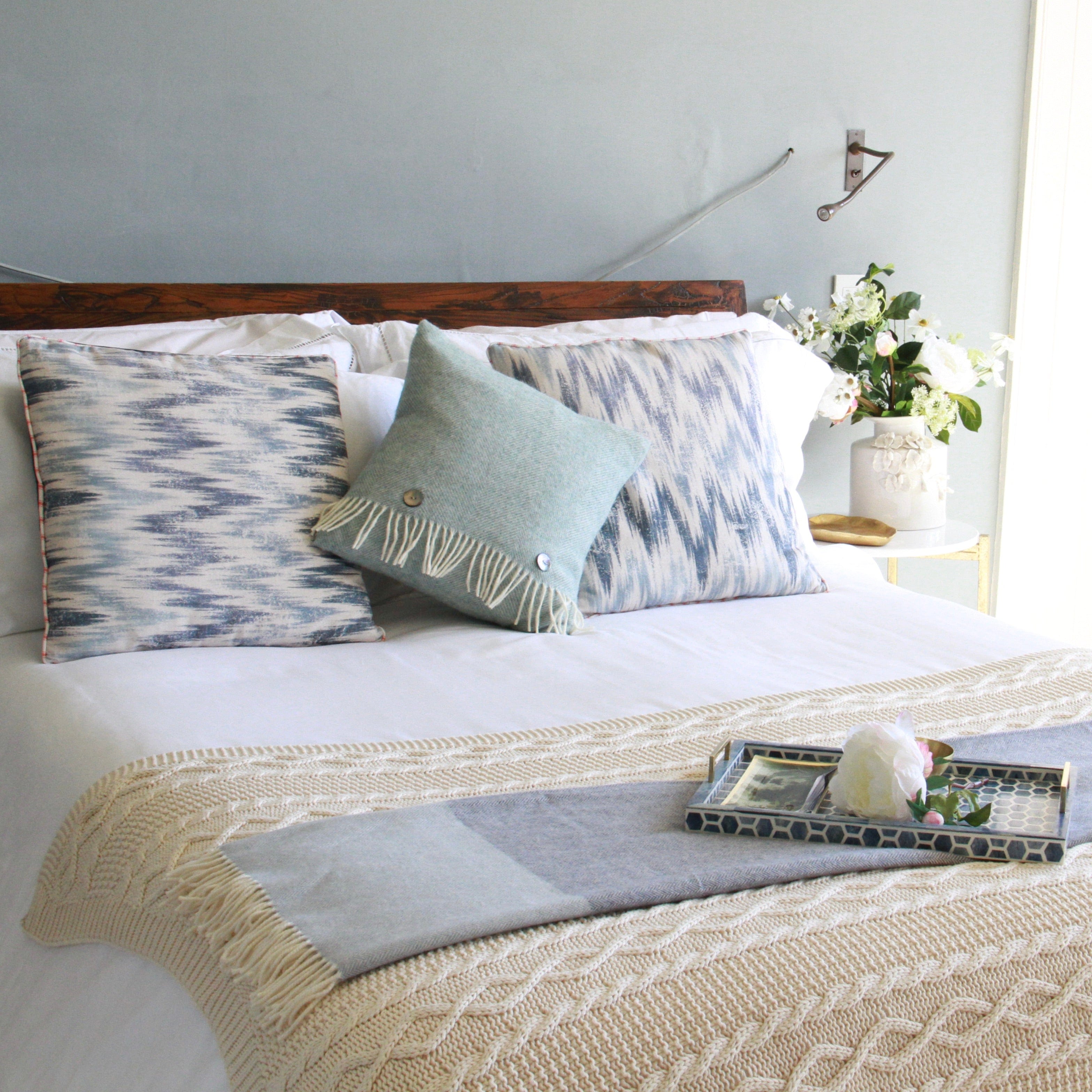 Blue & White Ikat Cushion