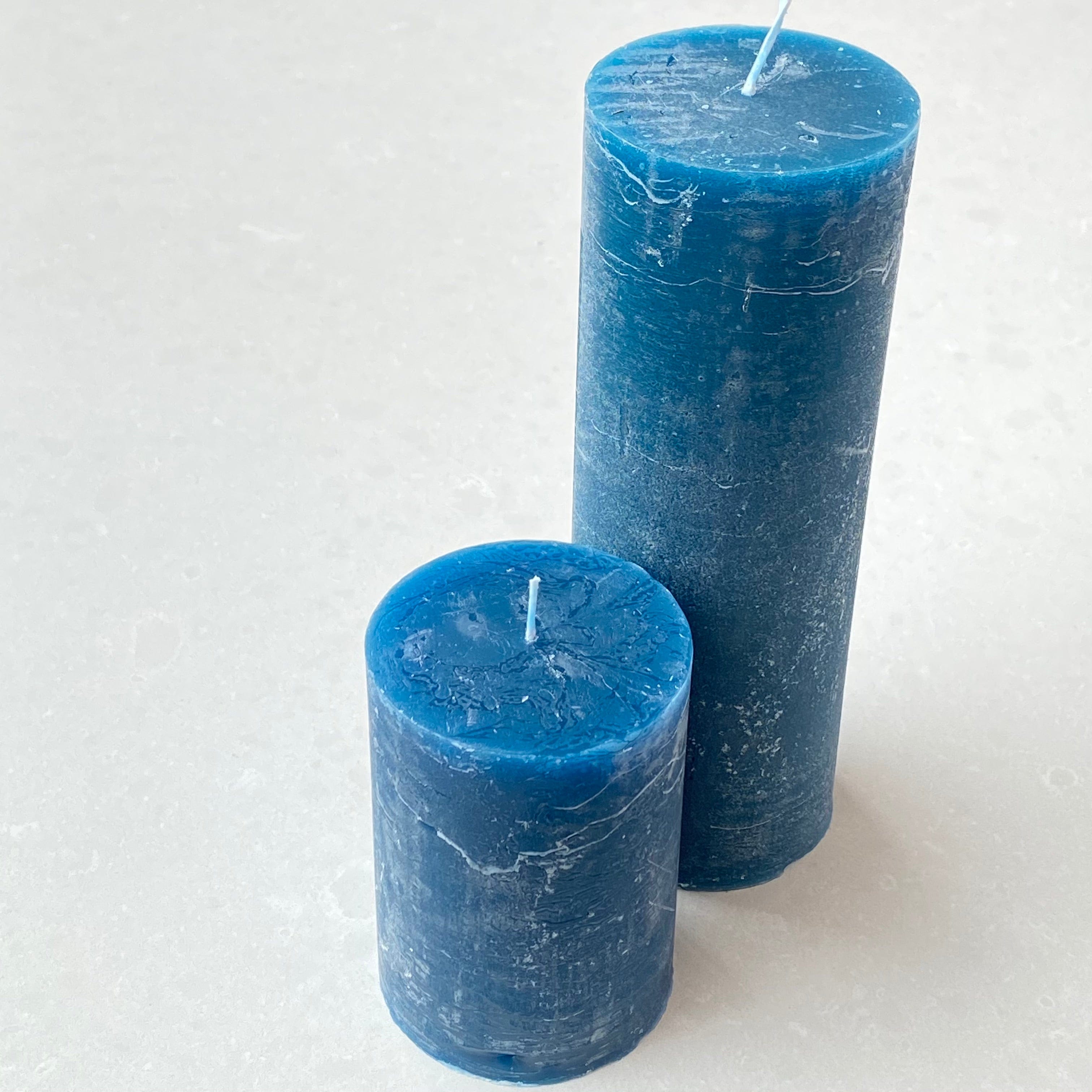 Stylish blue candle, home decor and accessories for your coffee table and living room blue wax candle