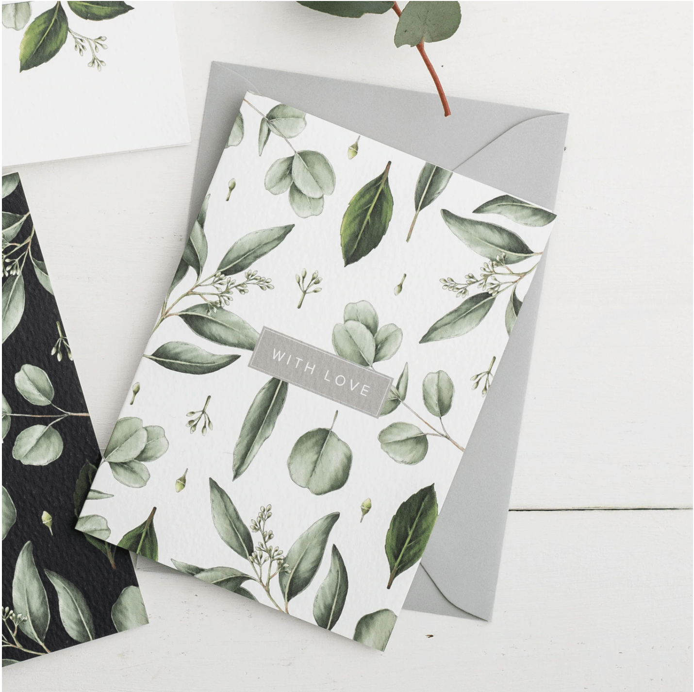 Stylish luxury stationary hand illustrated botanical design greenery with love greetings card Catherine Lewis UK