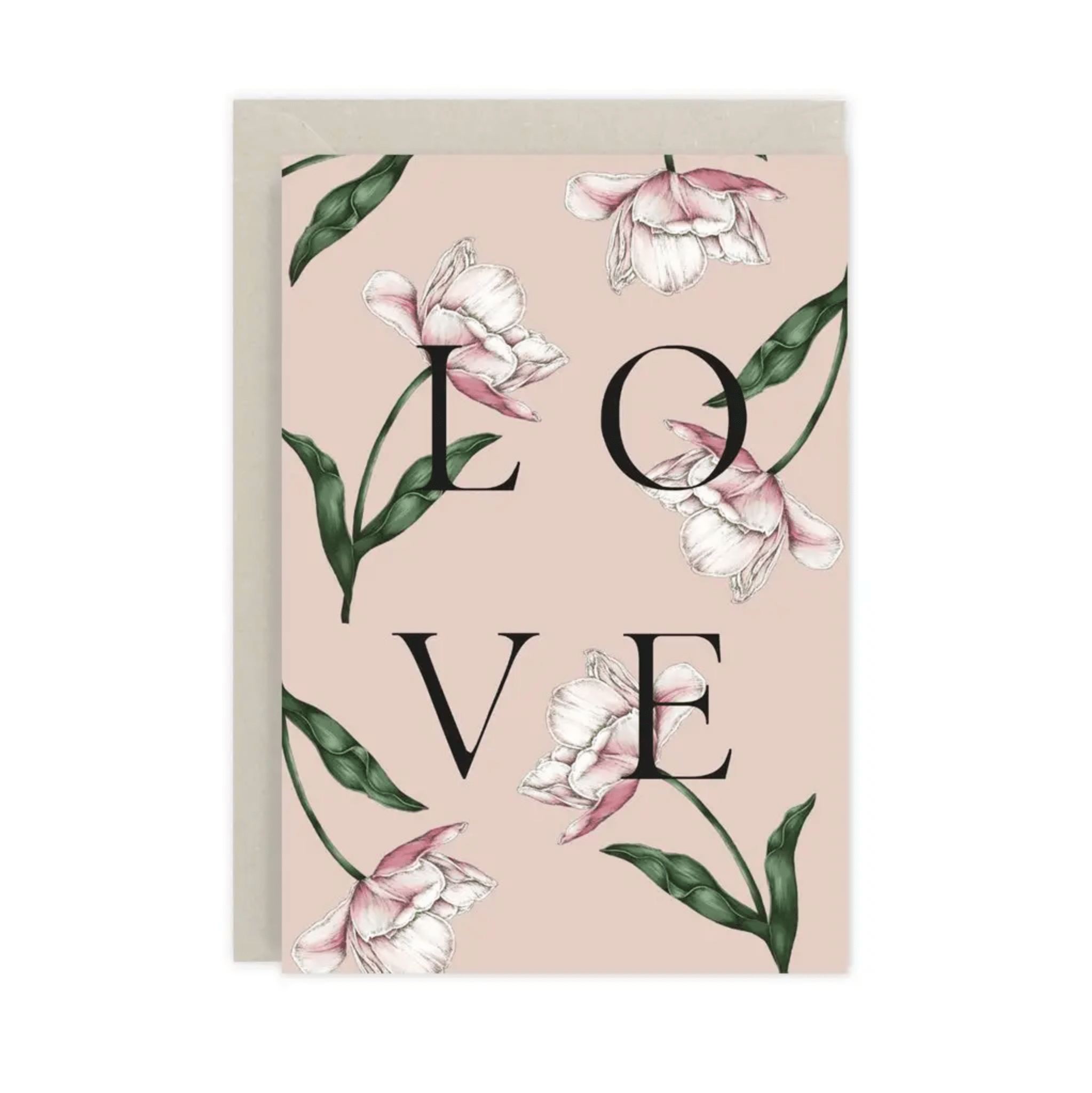 Stylish luxury stationary hand illustrated botanical design pink love greetings card Catherine Lewis UK 