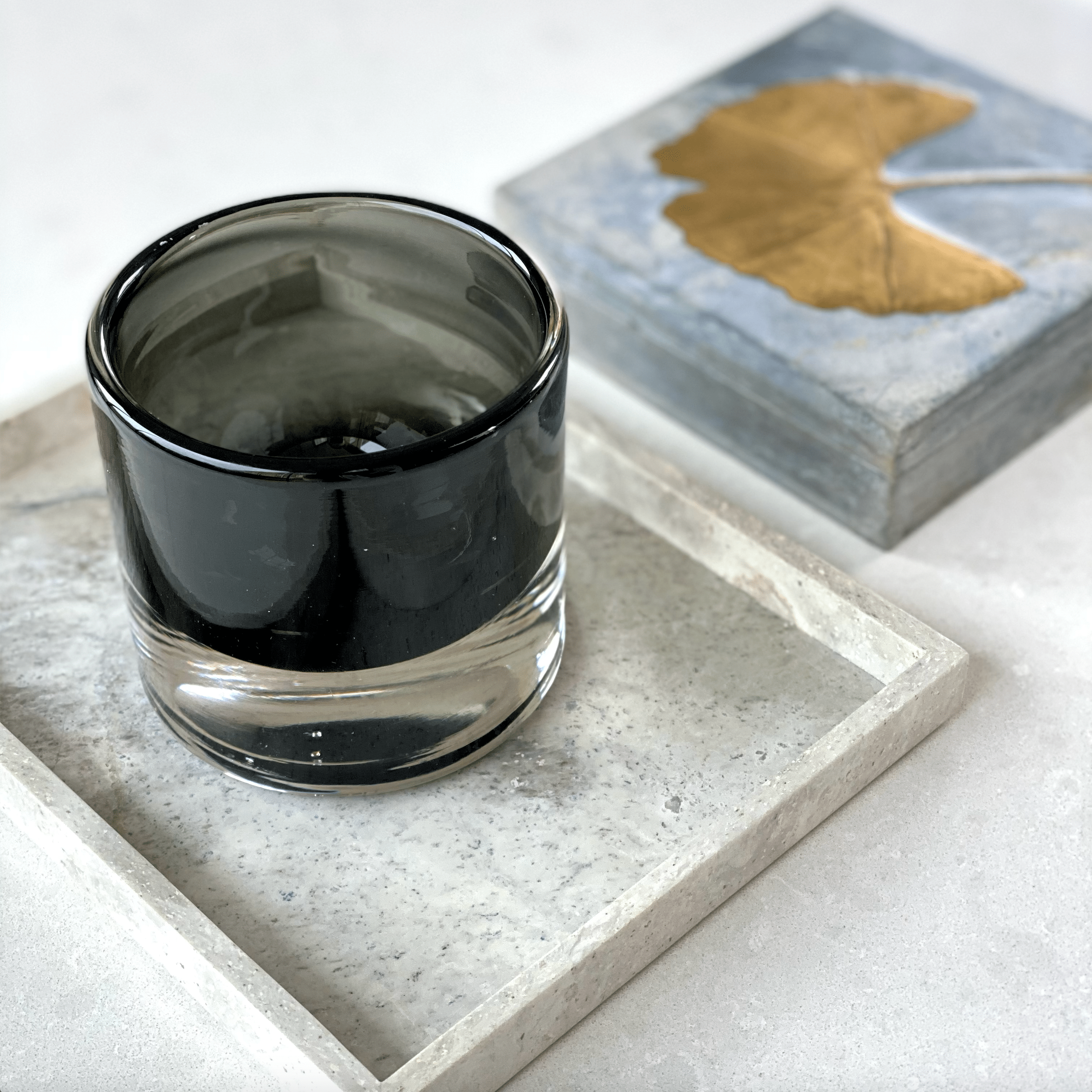 Stylish smoky grey votive, home decor and accessories for your coffee table and living room smoky grey glass