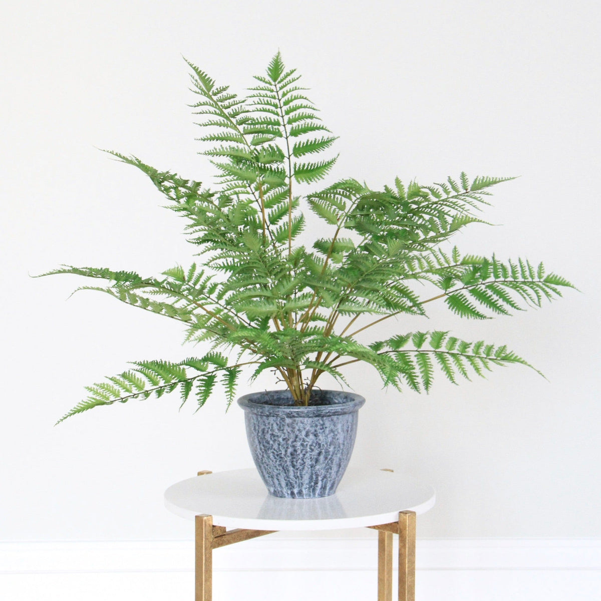 Realistic Artificial Green Bracken Fern in Dark Grey Pot AHCH-1422 by The Faux Flower Company