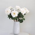 Realistic Artificial White Garden Rose ABY3108WH by The Faux Flower Company