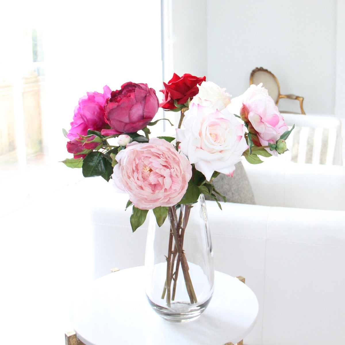 Realistic Shades of Love Artificial Rose & Peony Arrangement by The Faux Flower Company